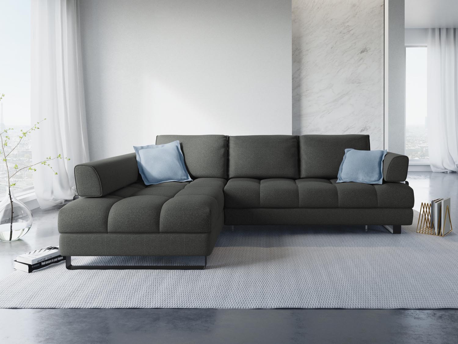 Erleben Sie das Clinton Ecksofa von Cosmopolitan Design: stilvolles 5-Sitzer Sofa mit Schlaffunktion und viel Stauraum für Ihr modernes Zuhause!