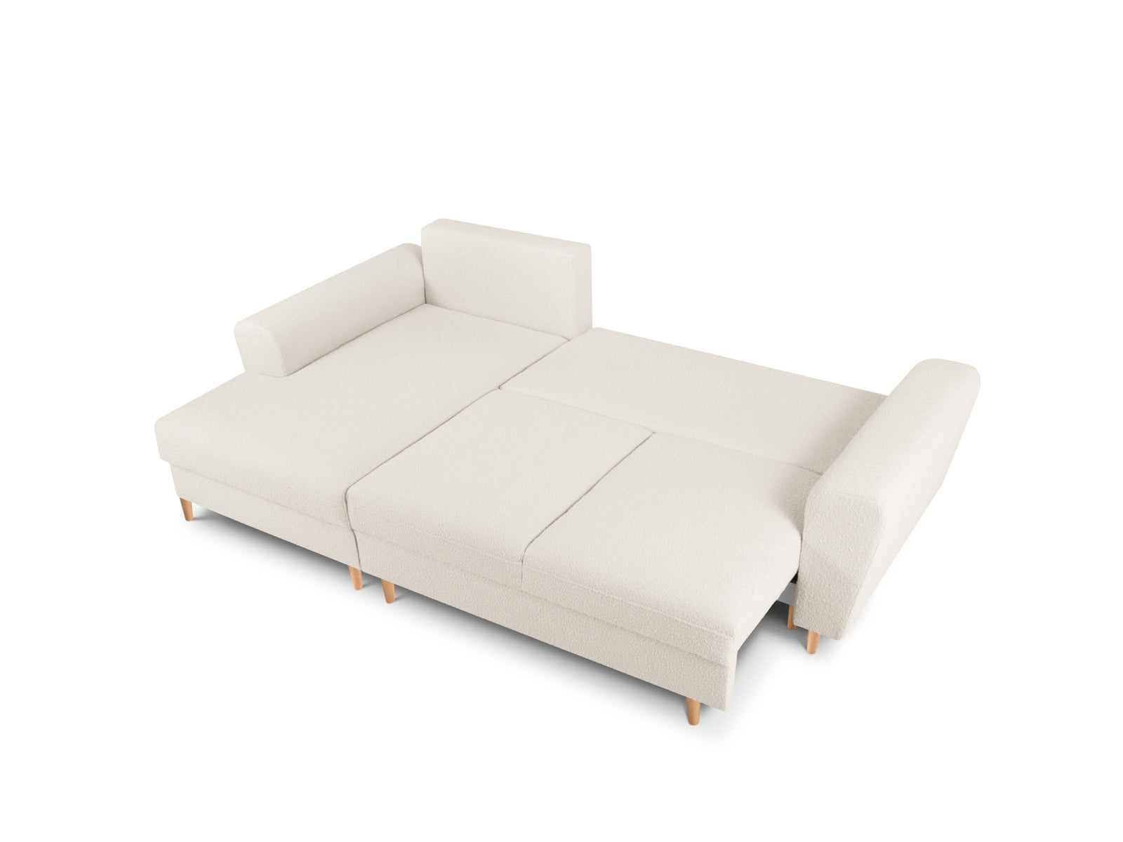 Erleben Sie das Kyoto Boucle Ecksofa links mit Schlaffunktion und Stauraum – der perfekte Mix aus Komfort und modernem Design für Ihr Zuhause!