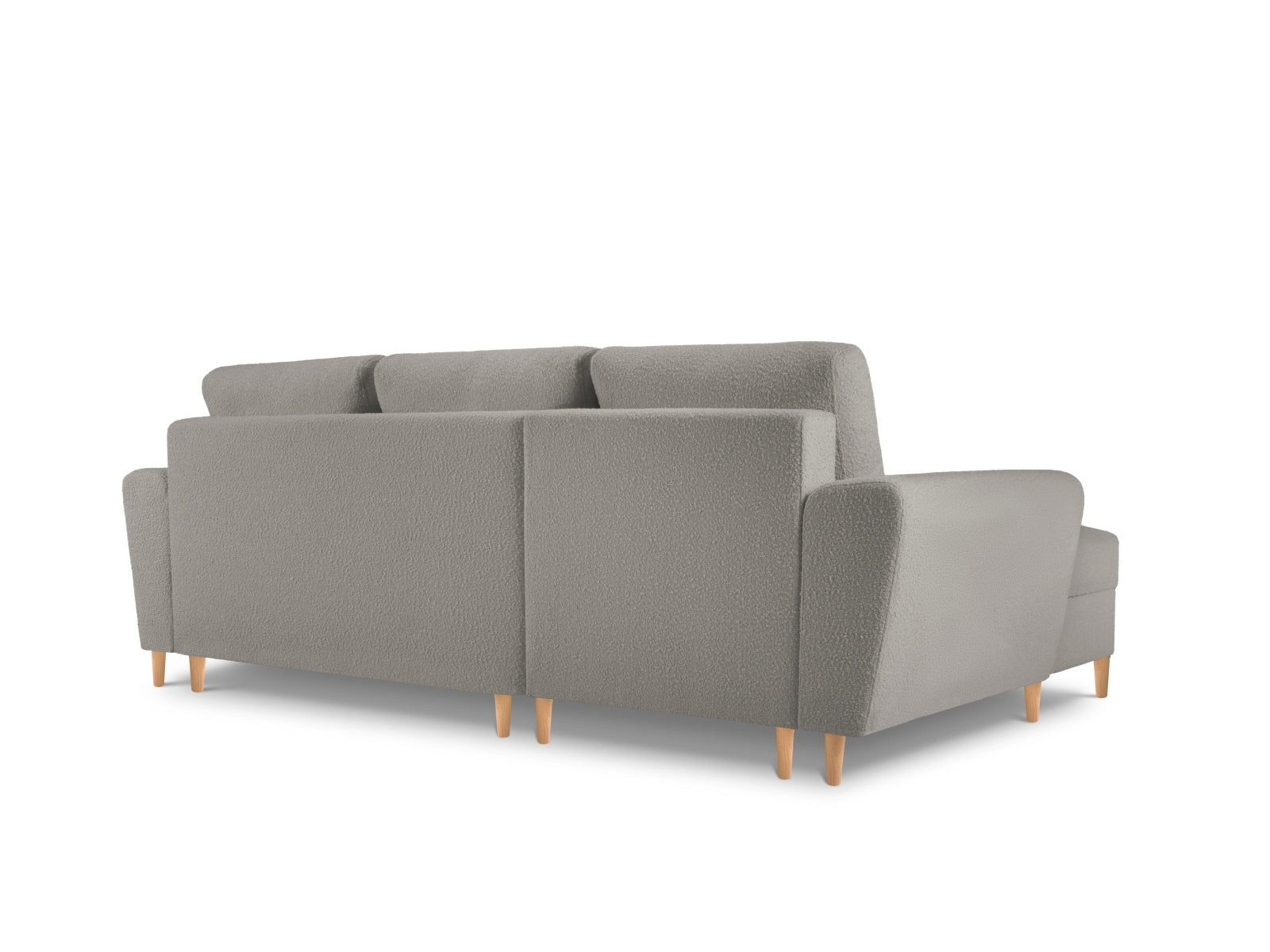 Entdecken Sie das elegante Kyoto Boucle Ecksofa links mit Schlaffunktion und Stauraum – ideal für stilvolle Wohnräume und entspannte Abende!