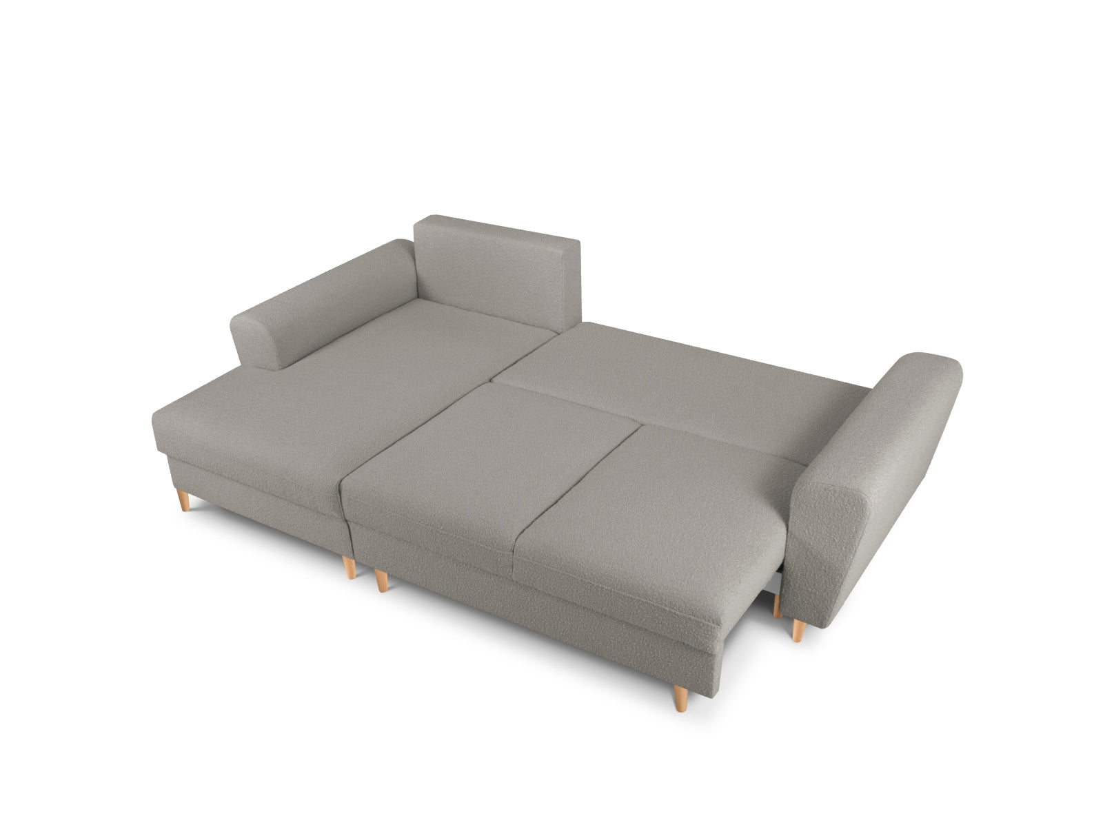 Erleben Sie das Kyoto Boucle Ecksofa links mit Schlaffunktion und Stauraum – der perfekte Mix aus Komfort und modernem Design für Ihr Zuhause!