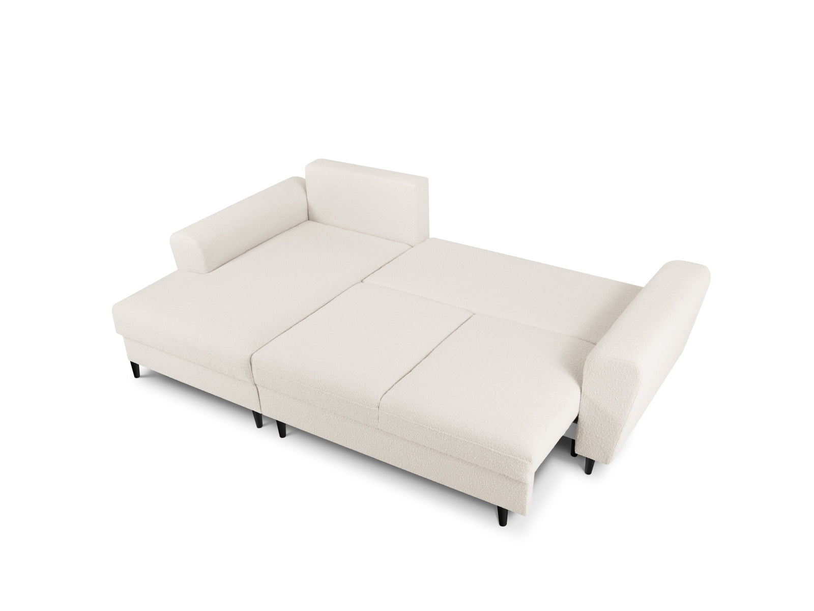 Erleben Sie das Kyoto Boucle Ecksofa links mit Schlaffunktion und Stauraum – der perfekte Mix aus Komfort und modernem Design für Ihr Zuhause!