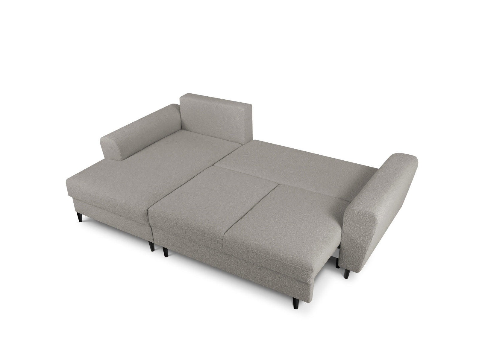 Erleben Sie das Kyoto Boucle Ecksofa links mit Schlaffunktion und Stauraum – der perfekte Mix aus Komfort und modernem Design für Ihr Zuhause!