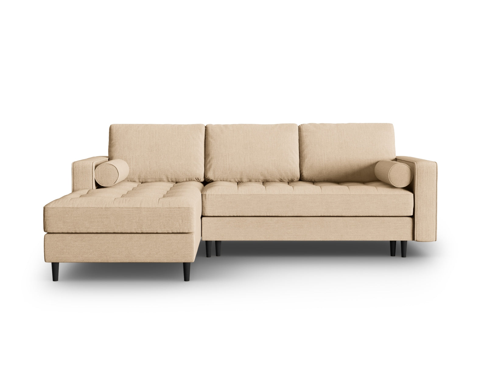 5-Sitzer Ecksofa links mit Schlaffunktion und Stauraum Aspen in Beige-Melva präsentiert im Onlineshop von KAQTU Design AG. Bettsofa links ist von Cosmopolitan Design
