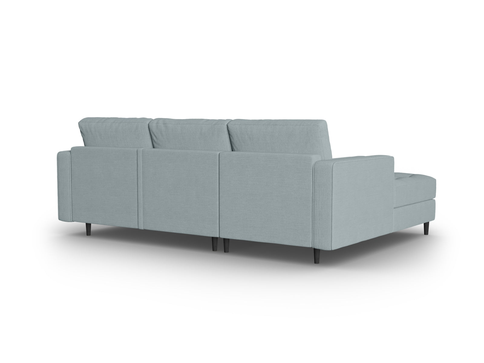 Elegantes 5-Sitzer Ecksofa links Aspen in trendigem Blue-Melva, ideal für entspannte Stunden, mit praktischer Schlaffunktion und integriertem Stauraum.