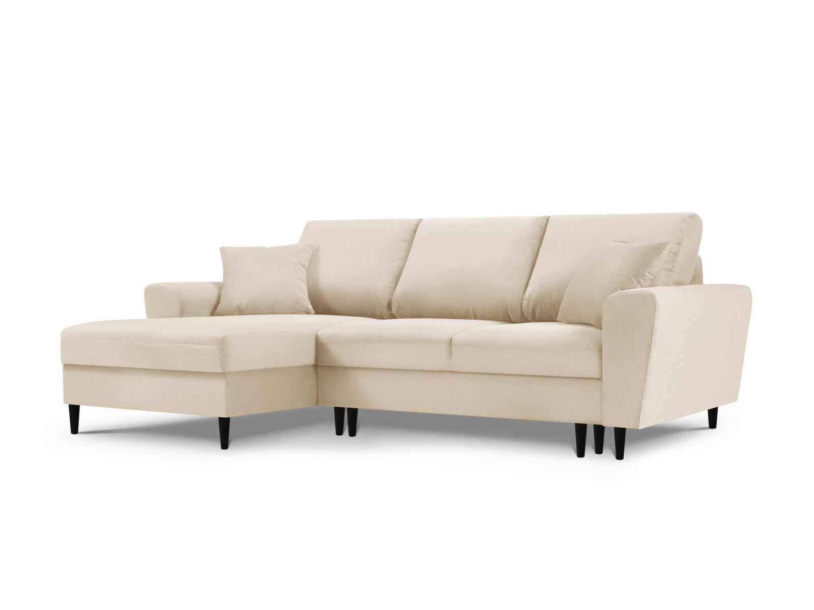 Kyoto Ecksofa links mit Schlaffunktion und Stauraumbox 4 Sitzer 145cm in Beige präsentiert im Onlineshop von KAQTU Design AG. Ecksofa links ist von Cosmopolitan Design