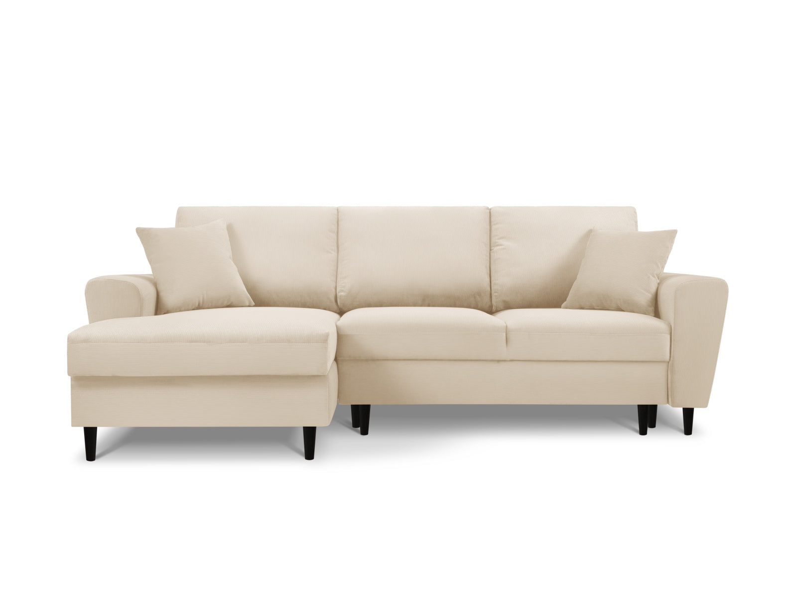 Beige Kyoto Ecksofa links mit Schlaffunktion und Stauraum, 4-Sitzer, stilvolles Design von Cosmopolitan Design, ideal für moderne Wohnräume.