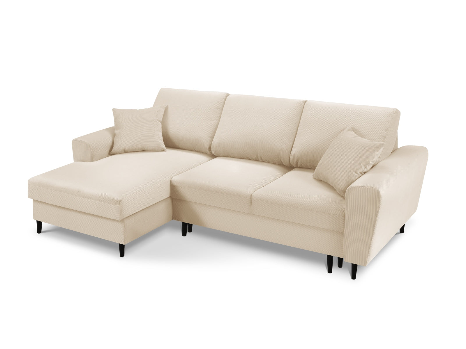 Beige Kyoto Ecksofa links mit Schlafoption und Stauraum, 4-Sitzer, elegantes und funktionales Möbelstück von Cosmopolitan Design für stilvolle Wohnräume.