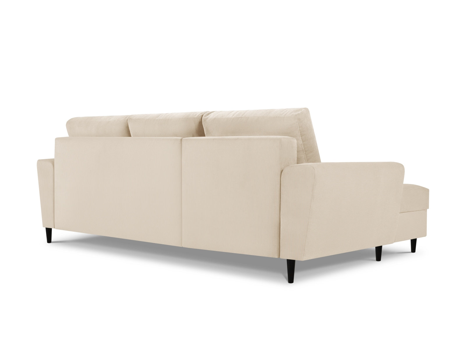 Beige Kyoto Ecksofa links mit Schlaffunktion und Stauraum, 4-Sitzer, modernes und praktisches Möbel von Cosmopolitan Design für gemütliche Wohnzimmer.