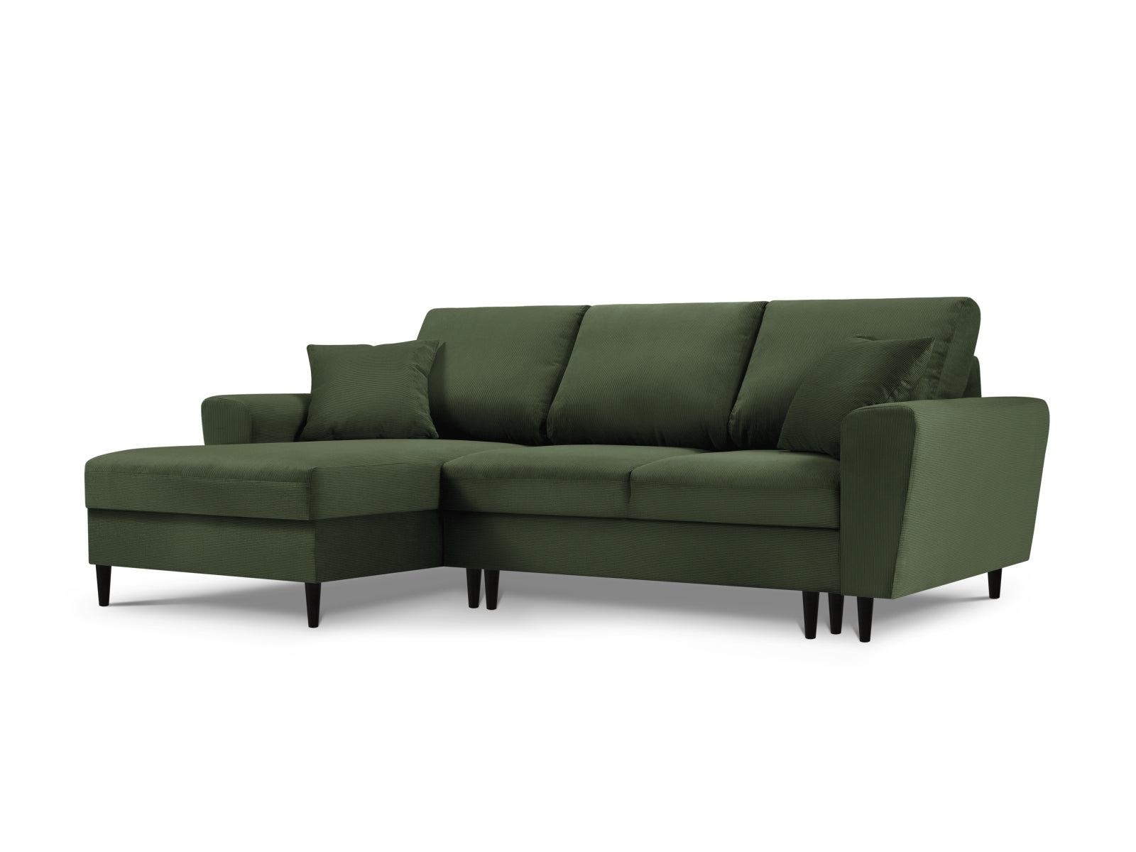 Kyoto Ecksofa links mit Schlaffunktion und Stauraumbox 4 Sitzer 145cm in Bottle Green präsentiert im Onlineshop von KAQTU Design AG. Ecksofa links ist von Cosmopolitan Design