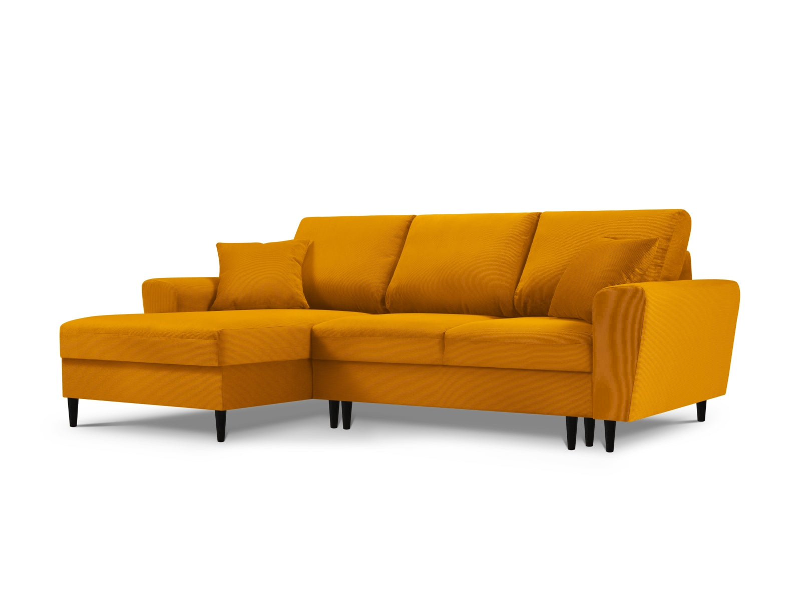 Kyoto Ecksofa links mit Schlaffunktion und Stauraumbox 4 Sitzer 145cm in Yellow präsentiert im Onlineshop von KAQTU Design AG. Ecksofa links ist von Cosmopolitan Design