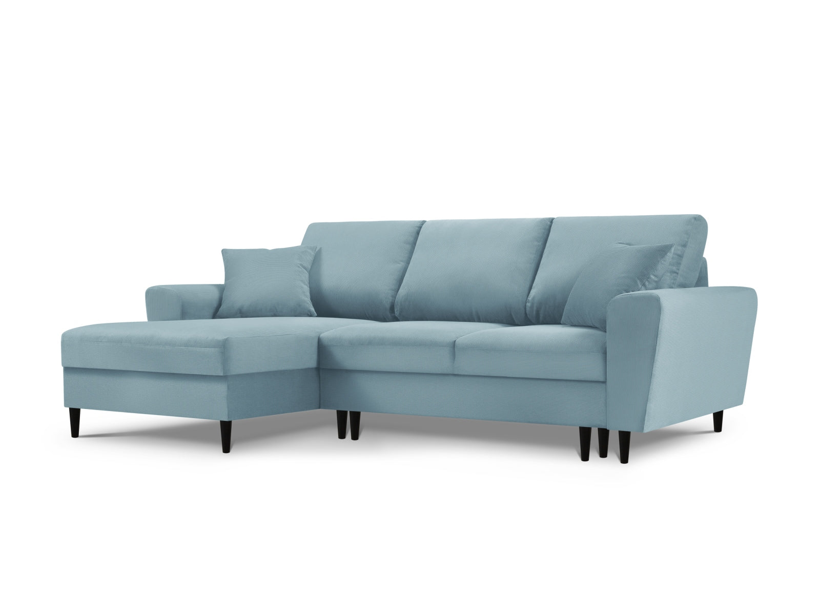 Kyoto Ecksofa links mit Schlaffunktion und Stauraumbox 4 Sitzer 145cm in Light Blue präsentiert im Onlineshop von KAQTU Design AG. Ecksofa links ist von Cosmopolitan Design
