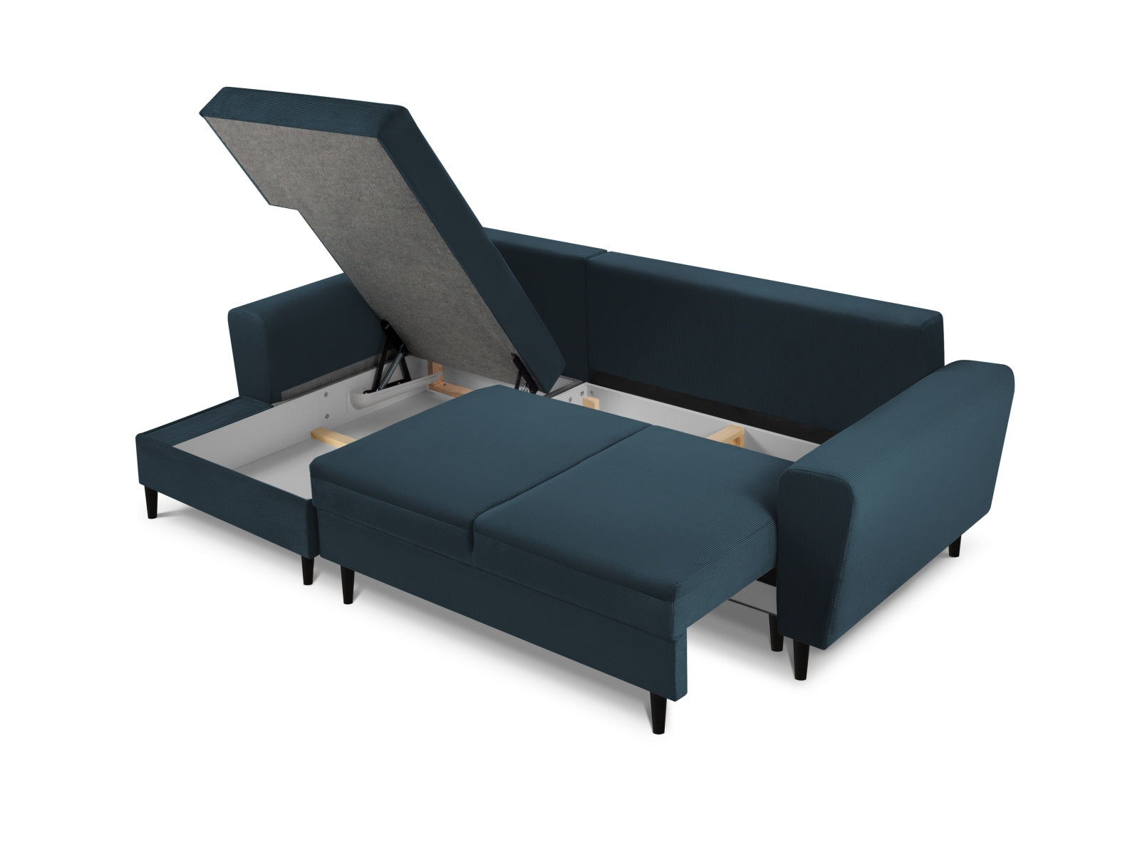 Entdecken Sie das elegante Kyoto Ecksofa links mit Schlaffunktion und Stauraum. Ideal für stilvolle Wohnräume und entspannte Nächte.