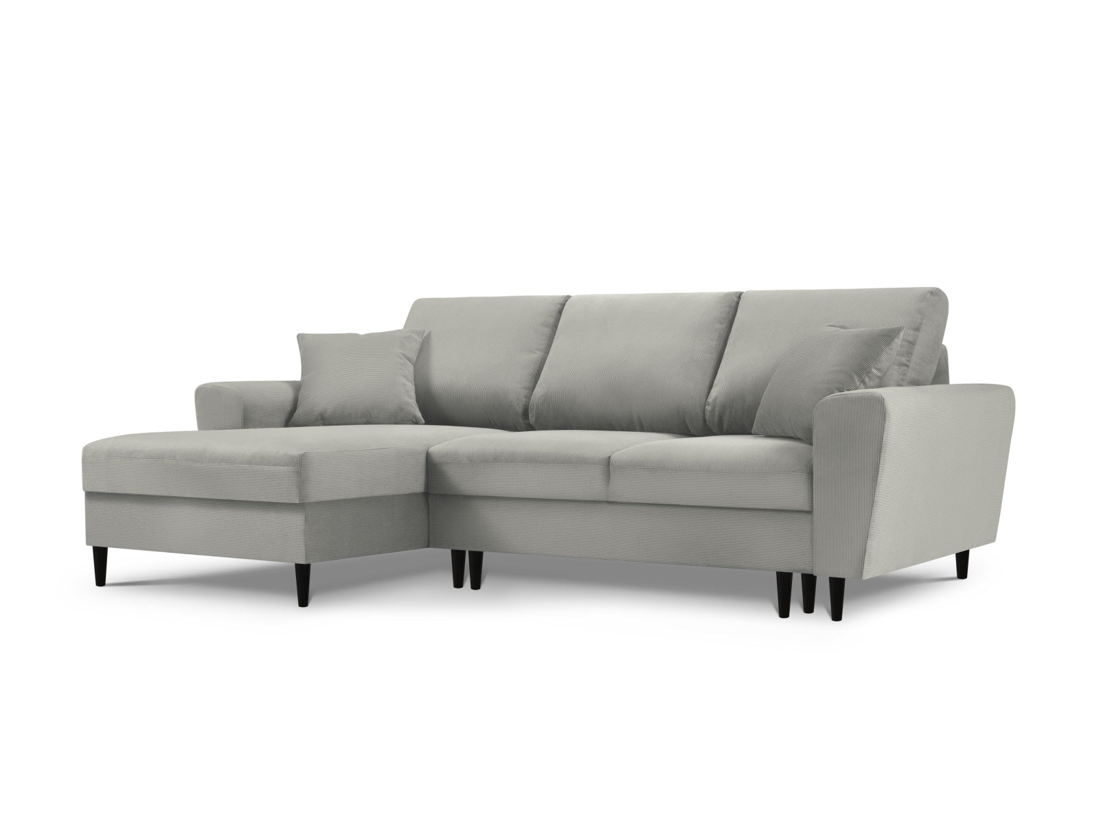 Kyoto Ecksofa links mit Schlaffunktion und Stauraumbox 4 Sitzer 145cm in Light Grey präsentiert im Onlineshop von KAQTU Design AG. Ecksofa links ist von Cosmopolitan Design