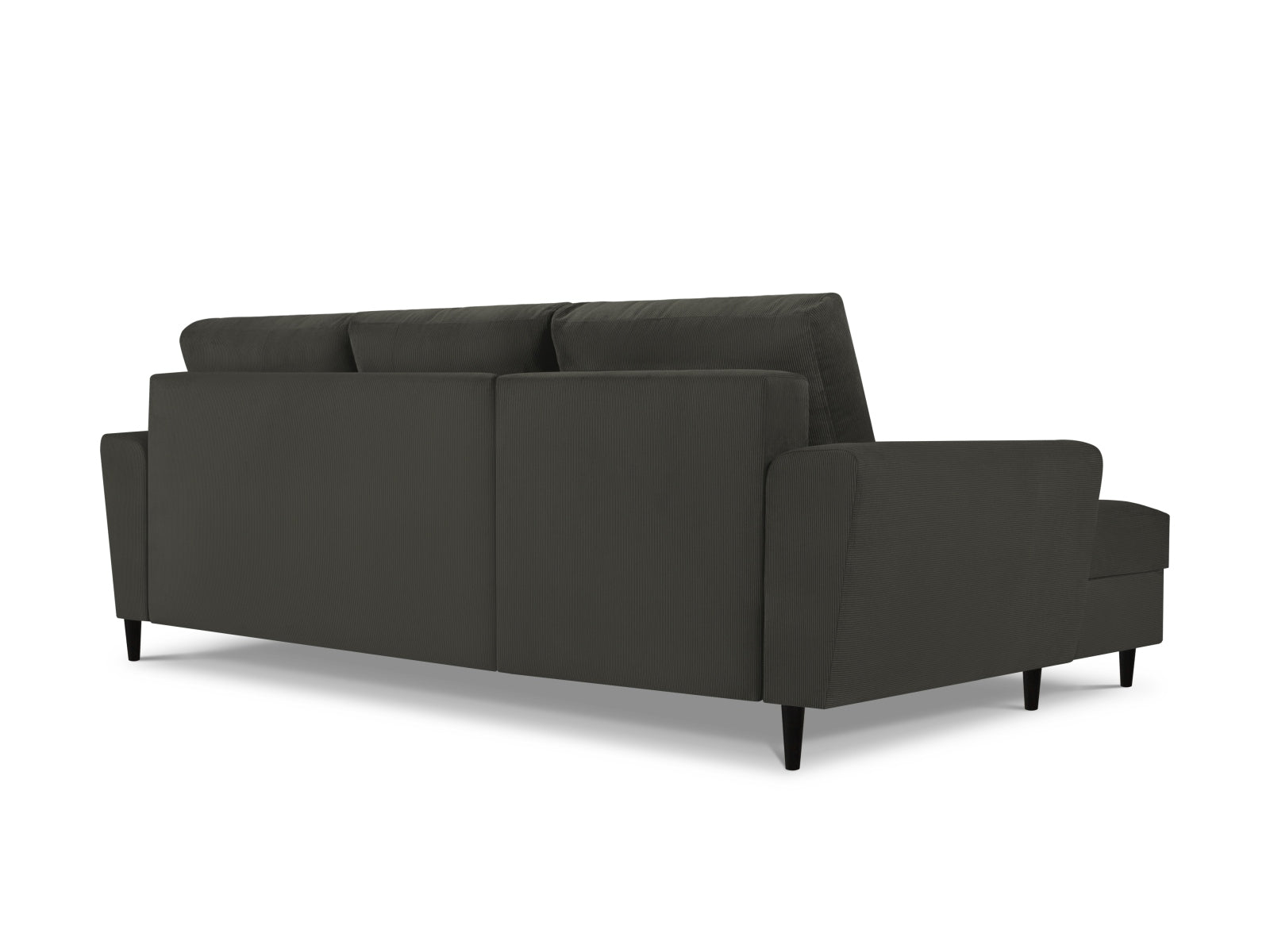 Modernes Kyoto Ecksofa links mit praktischer Schlaffunktion und Stauraum, ideal für gemütliche Abende, 4-Sitzer in elegantem Schwarz.