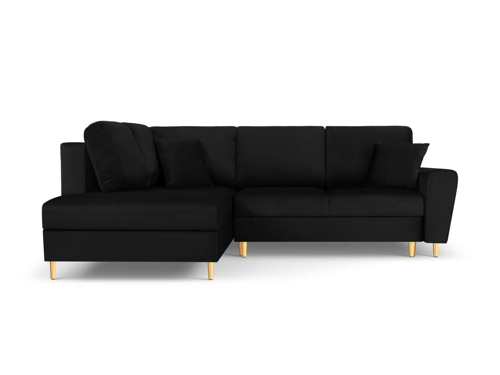 Erleben Sie das Kyoto Velour Ecksofa links: elegantes 5-Sitzer Sofa mit Schlaffunktion und Stauraum, ideal für modernes Wohnen!