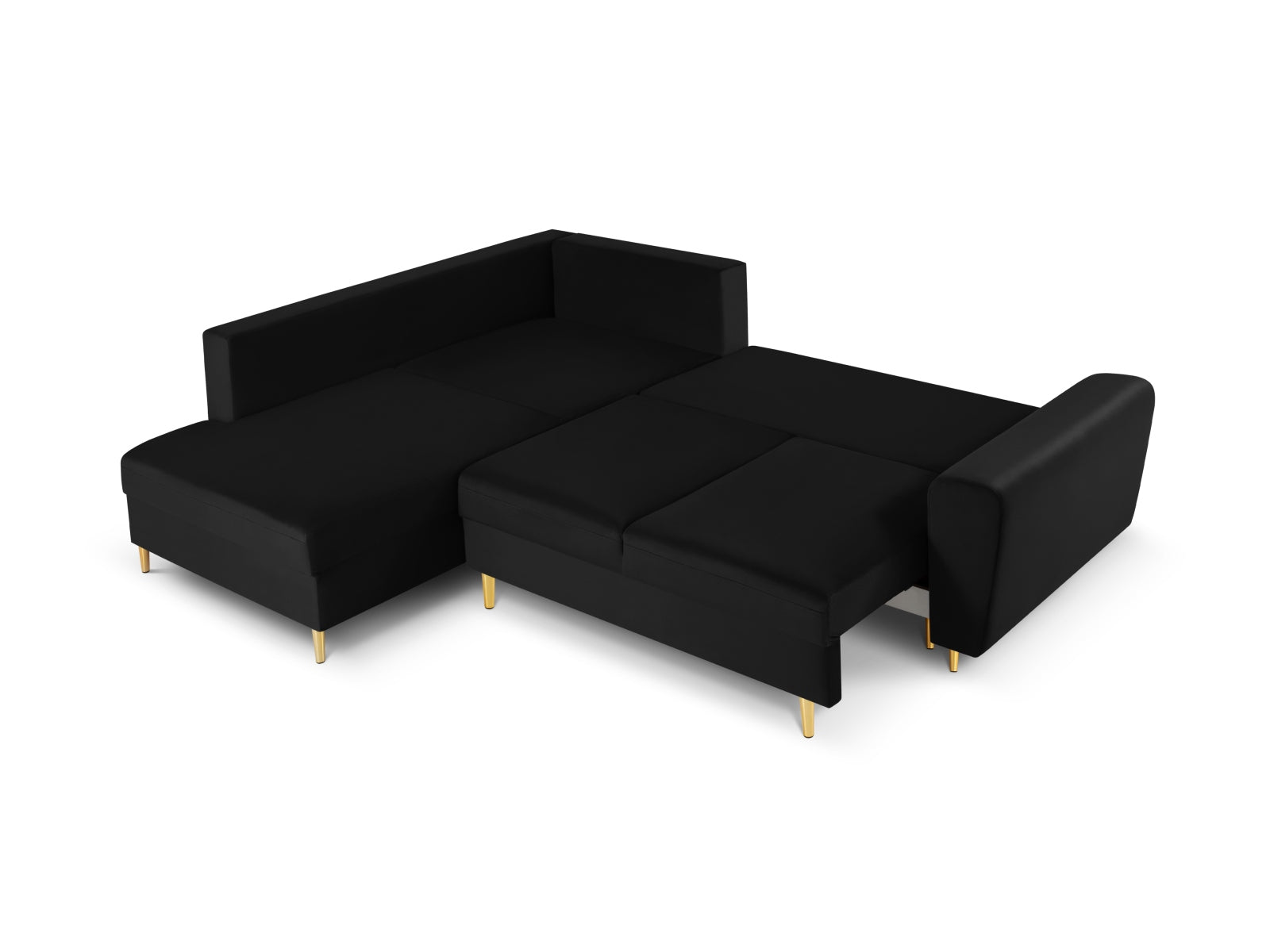 Erleben Sie das Kyoto Velour Ecksofa links: elegantes 5-Sitzer Sofa mit Schlaffunktion und Stauraum, ideal für modernes Wohnen!