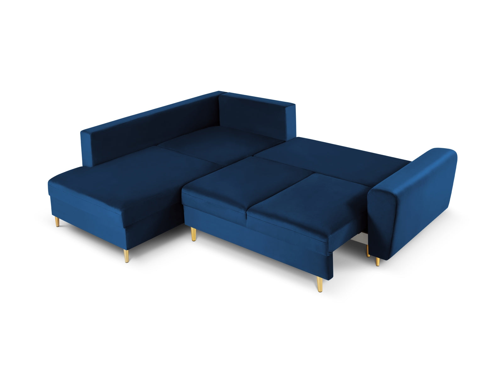 Erleben Sie das Kyoto Velour Ecksofa links: elegantes 5-Sitzer Sofa mit Schlaffunktion und Stauraum, ideal für modernes Wohnen!