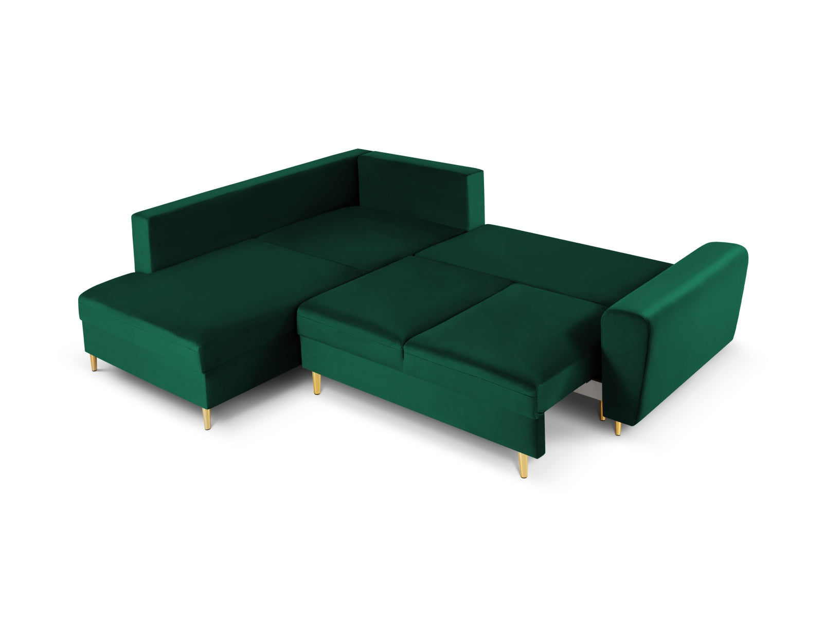 Erleben Sie das Kyoto Velour Ecksofa links: elegantes 5-Sitzer Sofa mit Schlaffunktion und Stauraum, ideal für modernes Wohnen!