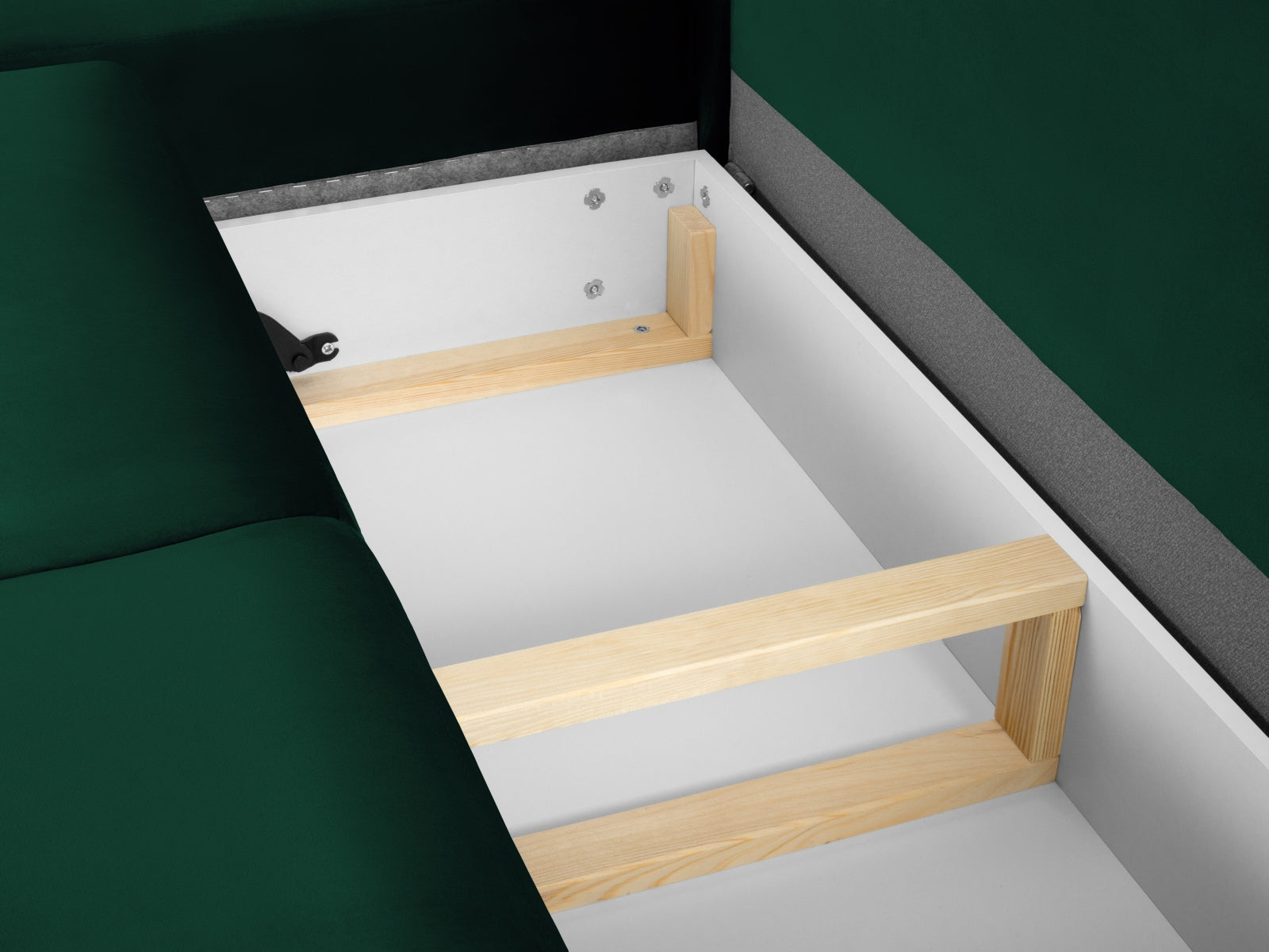 Erleben Sie das Kyoto Velour Ecksofa links: elegantes 5-Sitzer Sofa mit Schlaffunktion und Stauraum, ideal für modernes Wohnen!