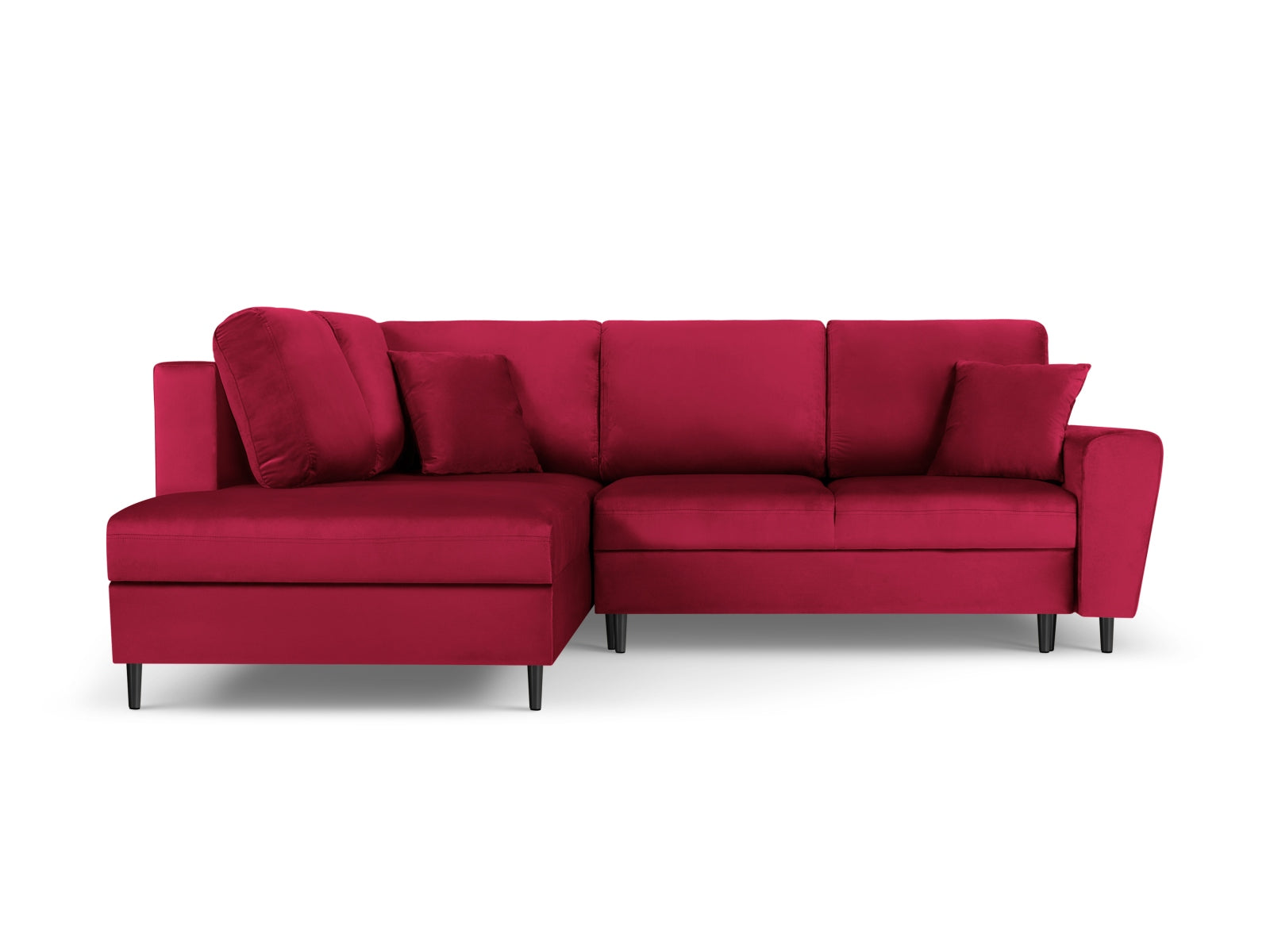 Erleben Sie das Kyoto Velour Ecksofa links: elegantes 5-Sitzer Sofa mit Schlaffunktion und Stauraum, ideal für modernes Wohnen!