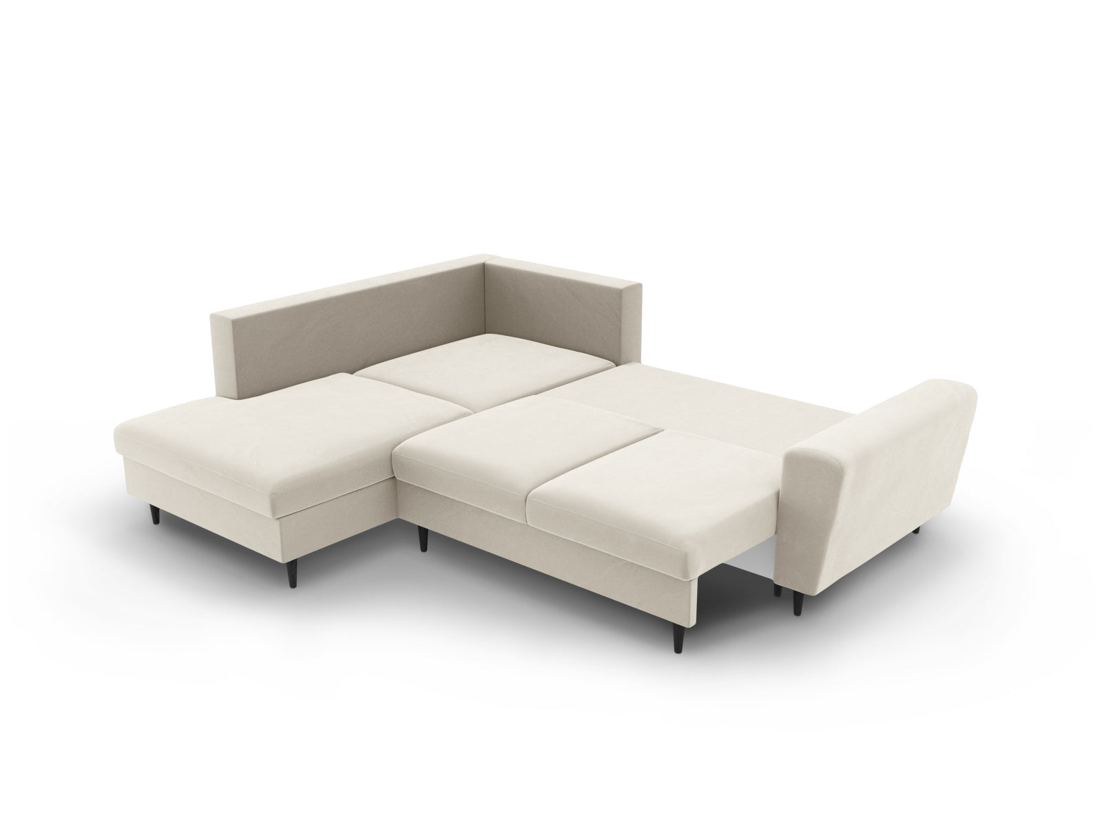 Entdecken Sie das Kyoto Velour Ecksofa links: stilvolles 5-Sitzer Sofa mit praktischer Schlaffunktion und Stauraumbox für Ihr Zuhause!