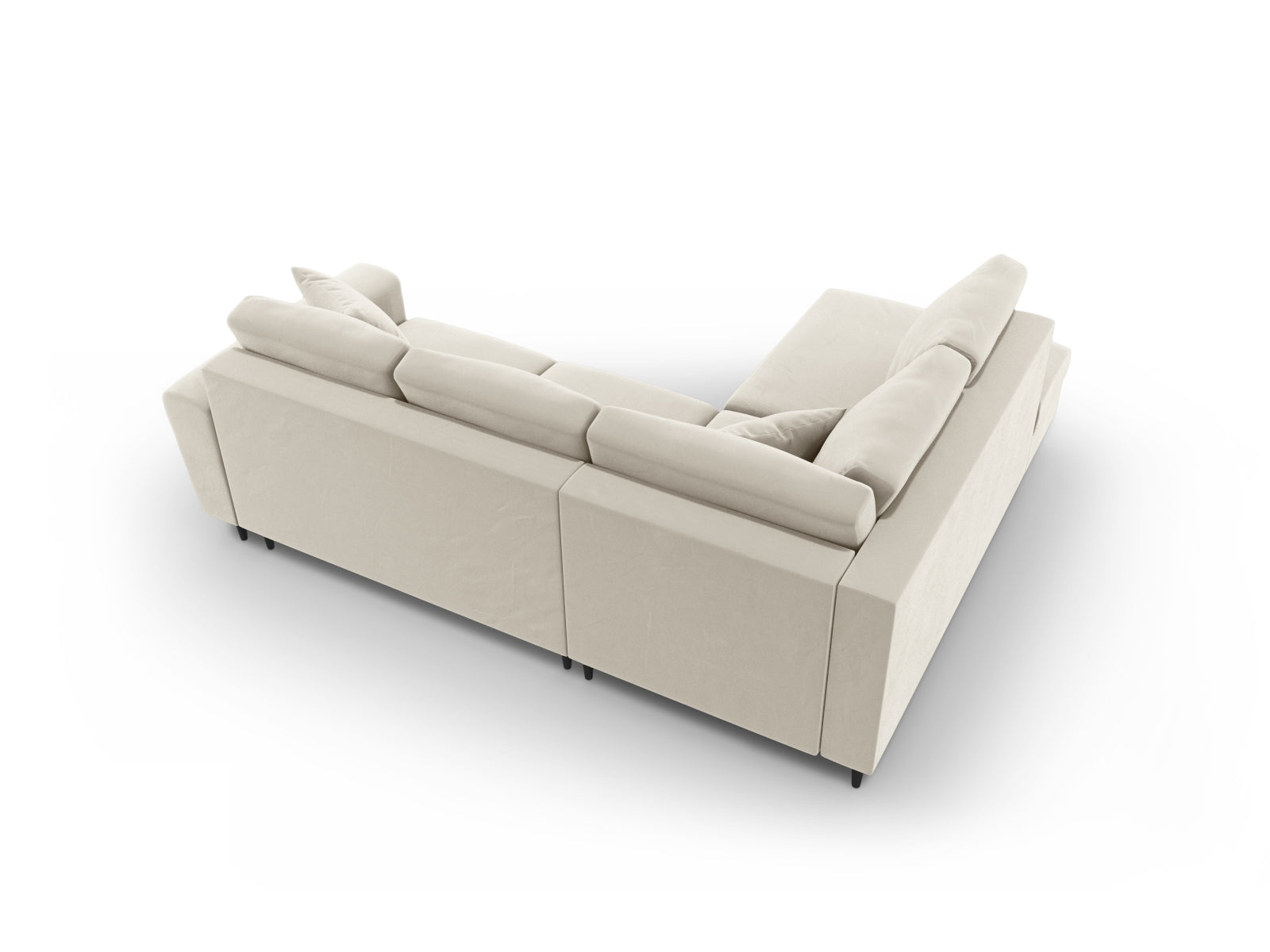 Erleben Sie das Kyoto Velour Ecksofa links: elegantes 5-Sitzer Sofa mit Schlaffunktion und Stauraum, ideal für modernes Wohnen!