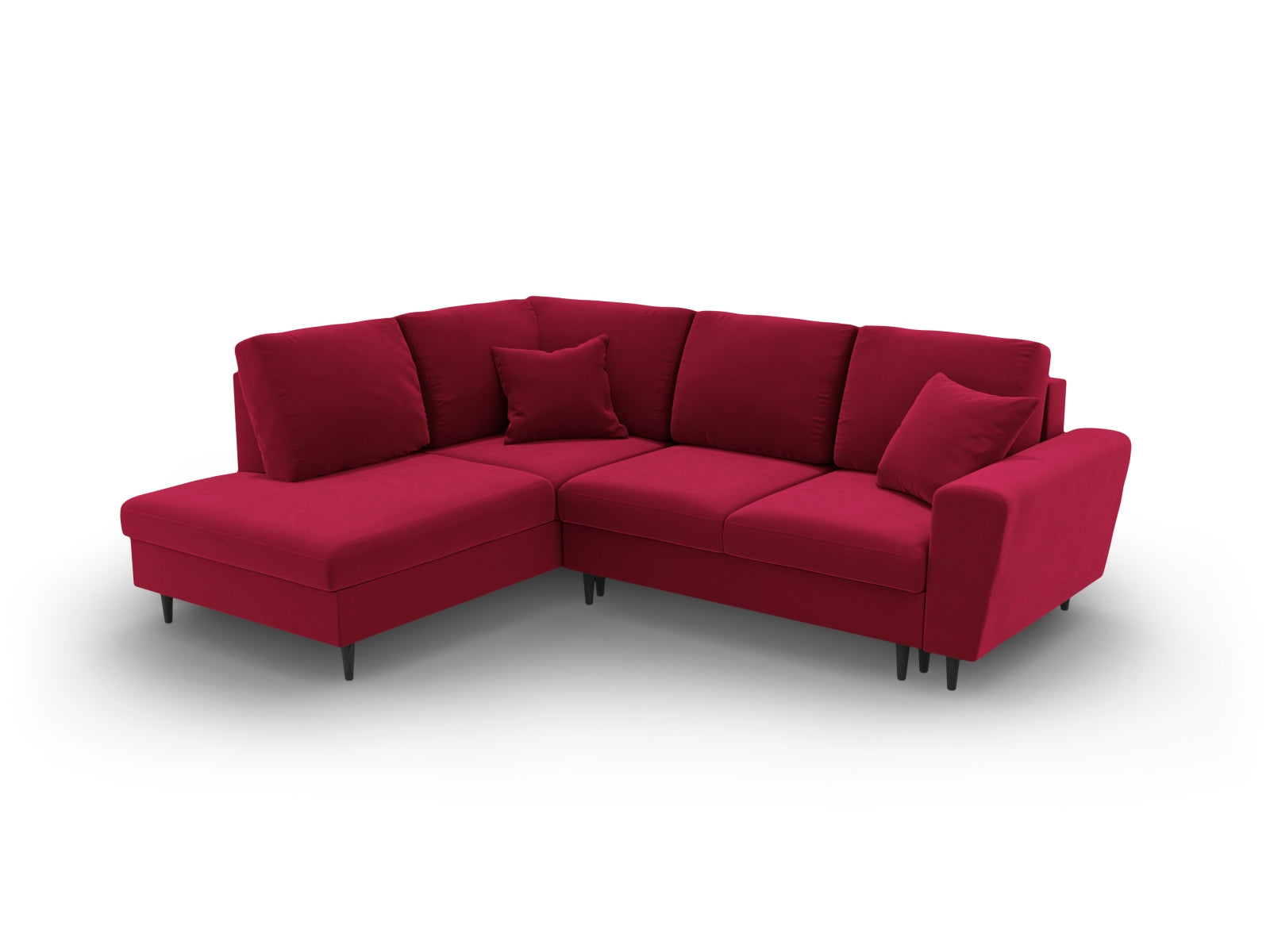 Erleben Sie das Kyoto Velour Ecksofa links: elegantes 5-Sitzer Sofa mit Schlaffunktion und Stauraum, ideal für modernes Wohnen!