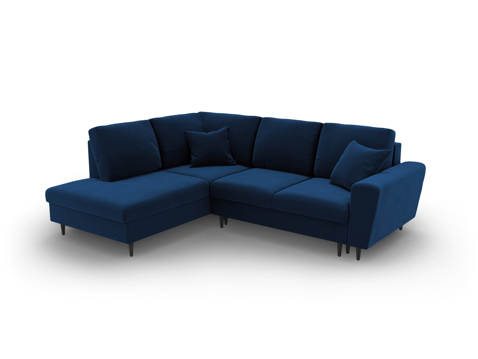 Erleben Sie das Kyoto Velour Ecksofa links: elegantes 5-Sitzer Sofa mit Schlaffunktion und Stauraum, ideal für modernes Wohnen!