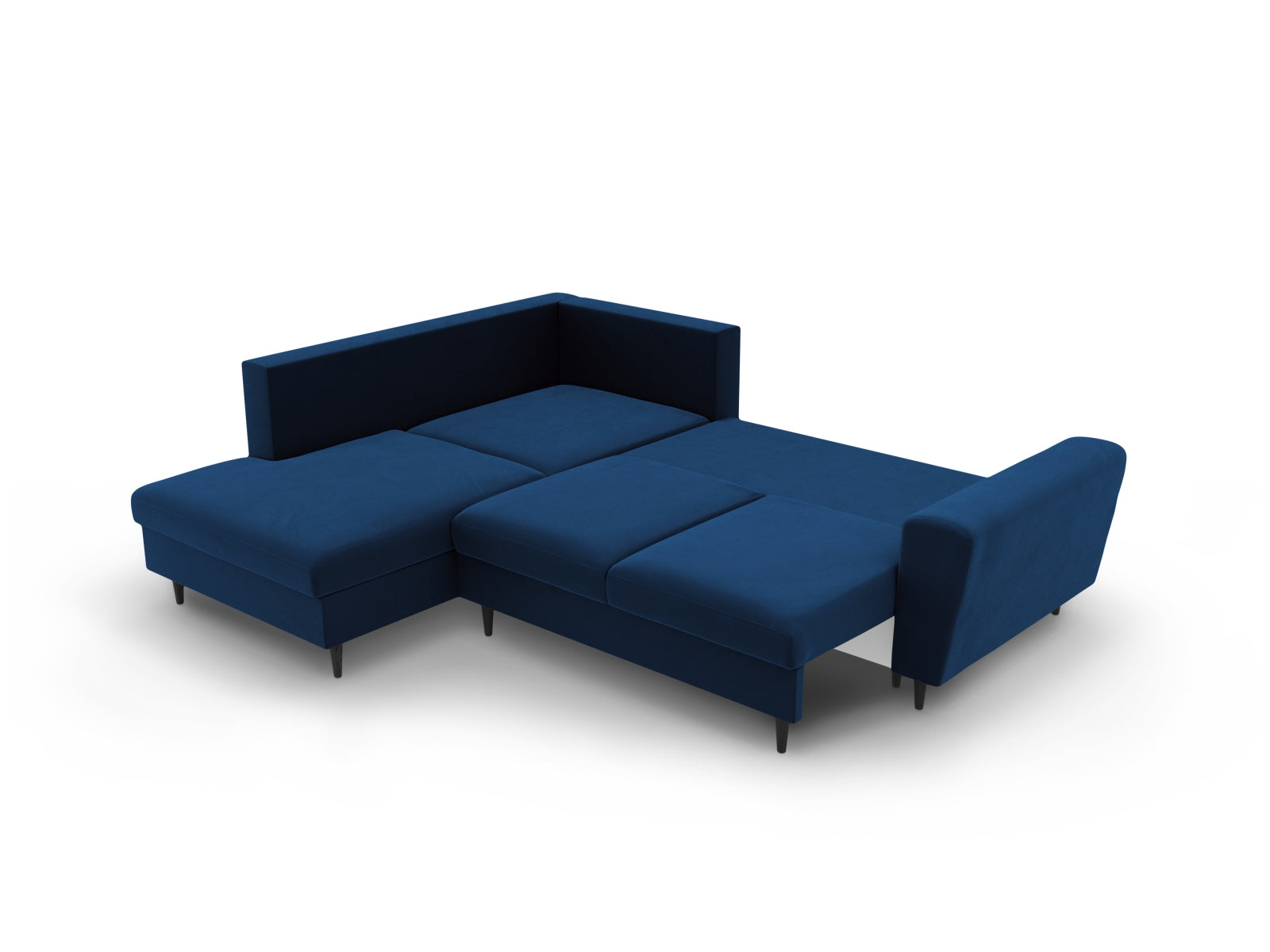Erleben Sie das Kyoto Velour Ecksofa links: elegantes 5-Sitzer Sofa mit Schlaffunktion und Stauraum, ideal für modernes Wohnen!