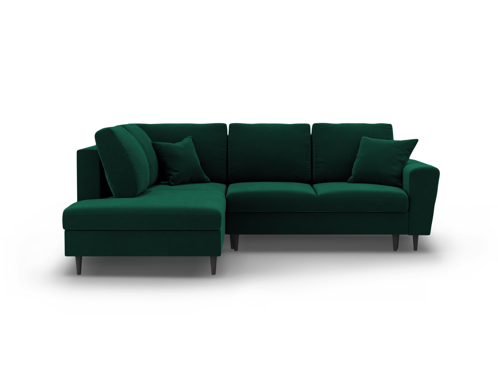 Kyoto Velour Ecksofa links mit Schlaffunktion und Stauraumbox 5 Sitzer 194cm in Bottle Green präsentiert im Onlineshop von KAQTU Design AG. Ecksofa links ist von Cosmopolitan Design