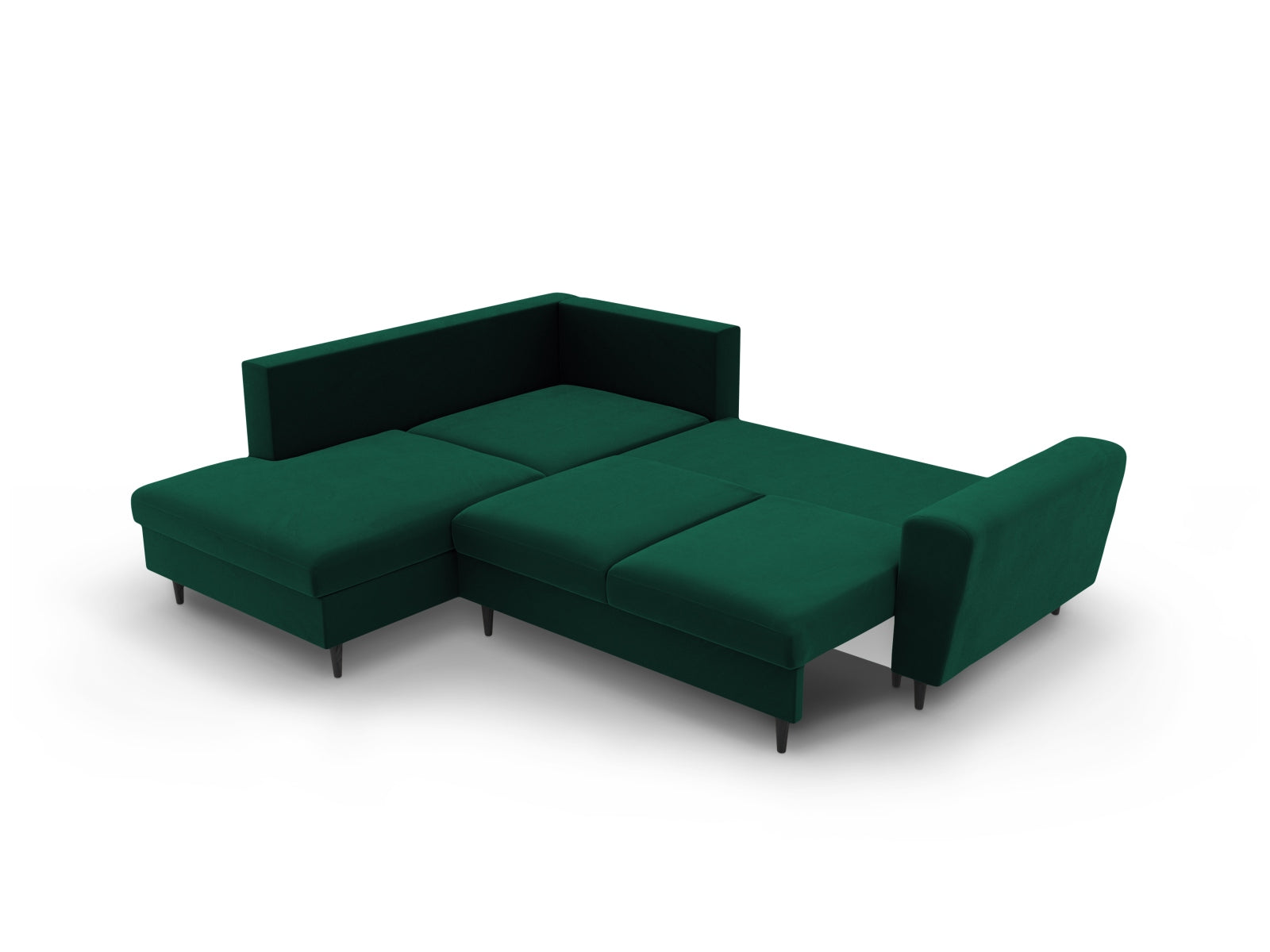 Erleben Sie das Kyoto Velour Ecksofa links: elegantes 5-Sitzer Sofa mit Schlaffunktion und Stauraum, ideal für modernes Wohnen!