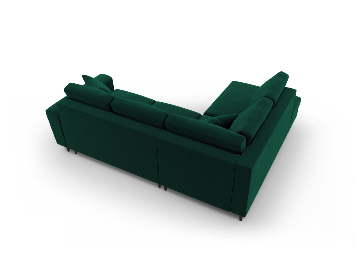 Kyoto Ecksofa links mit Schlaffunktion und Stauraumbox 5 Sitzer 194cm in Bottle Green/Schwarz Birke-Riviera präsentiert im Onlineshop von KAQTU Design AG. Bettsofa links ist von Cosmopolitan Design
