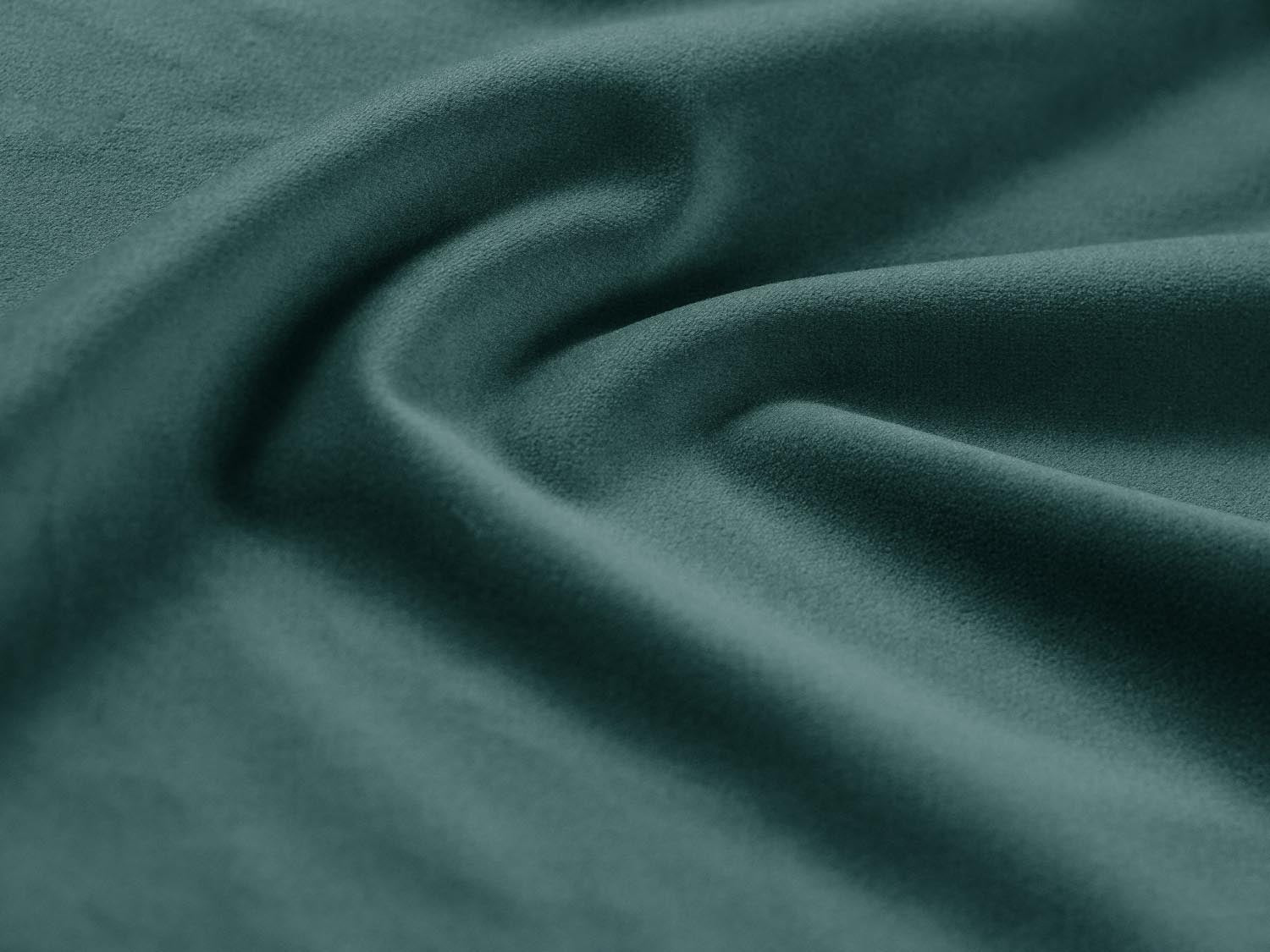 Stylisches Kyoto Velour Ecksofa links in Petrol, 5-Sitzer mit Schlaffunktion und Stauraum, ideal für moderne Wohnräume.