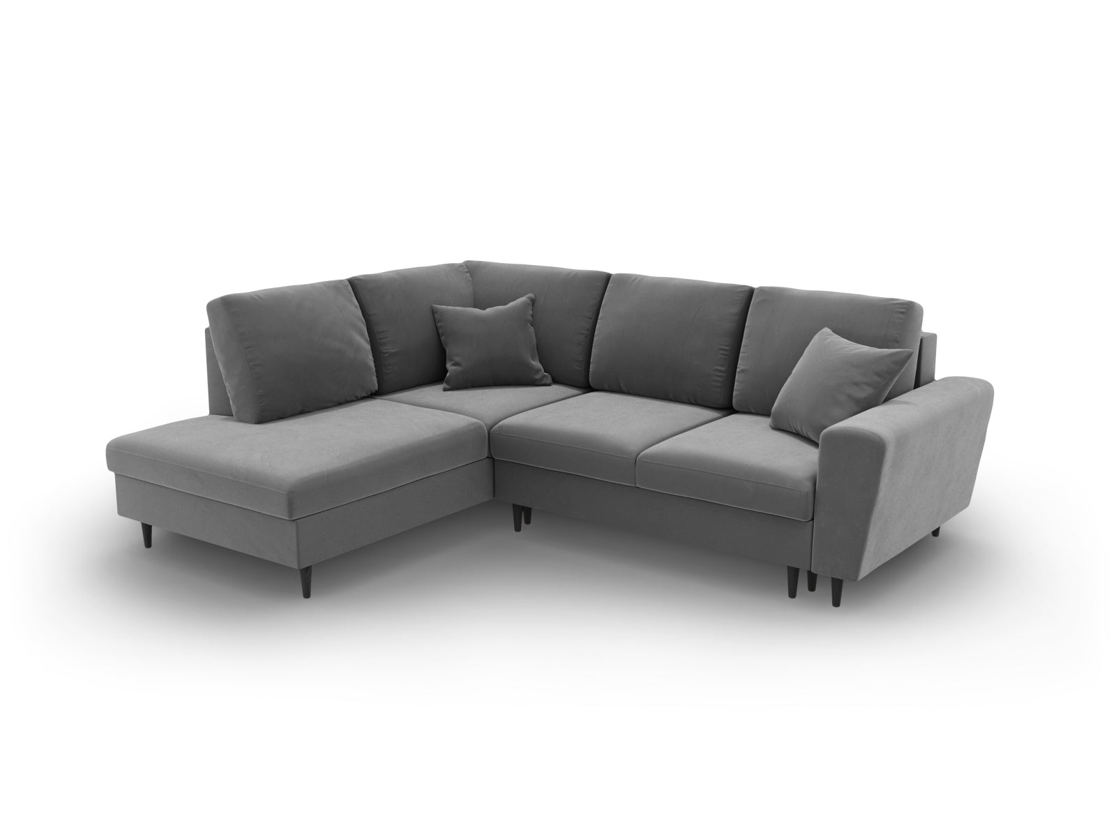 Entdecken Sie das Kyoto Velour Ecksofa links: stilvolles 5-Sitzer Sofa mit praktischer Schlaffunktion und Stauraumbox für Ihr Zuhause!