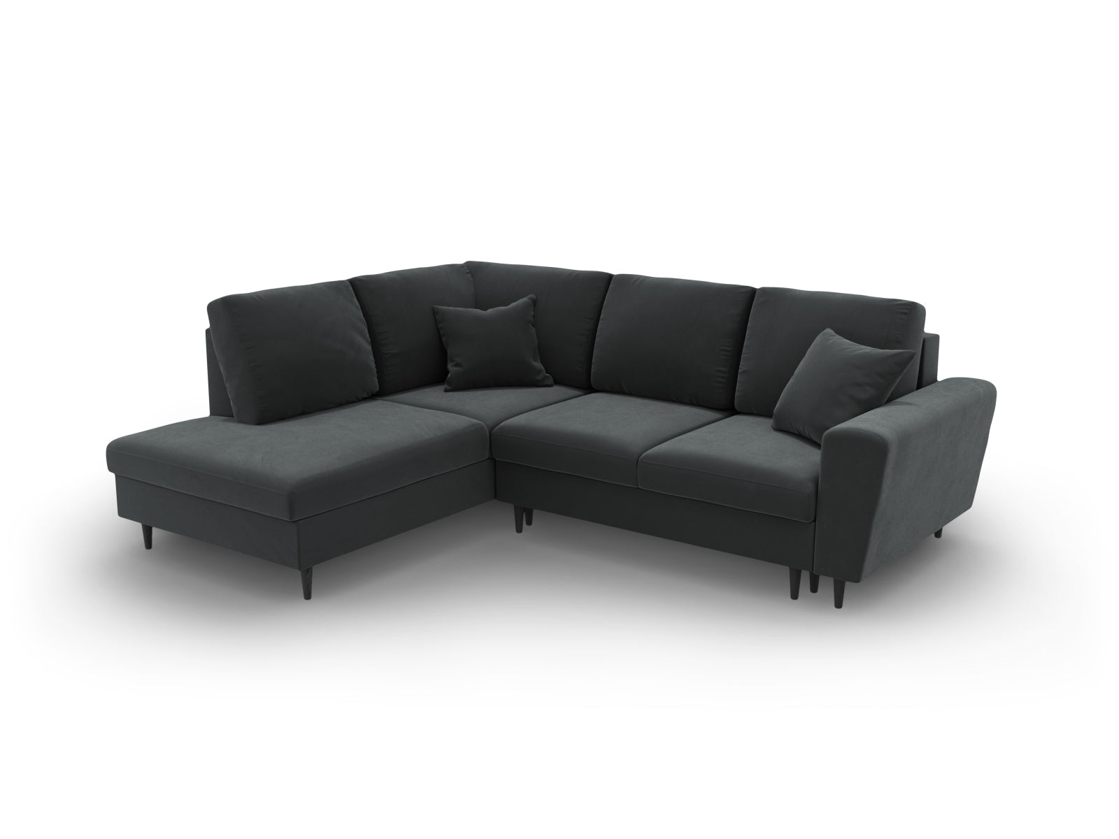 Entdecken Sie das Kyoto Velour Ecksofa links: stilvolles 5-Sitzer Sofa mit praktischer Schlaffunktion und Stauraumbox für Ihr Zuhause!