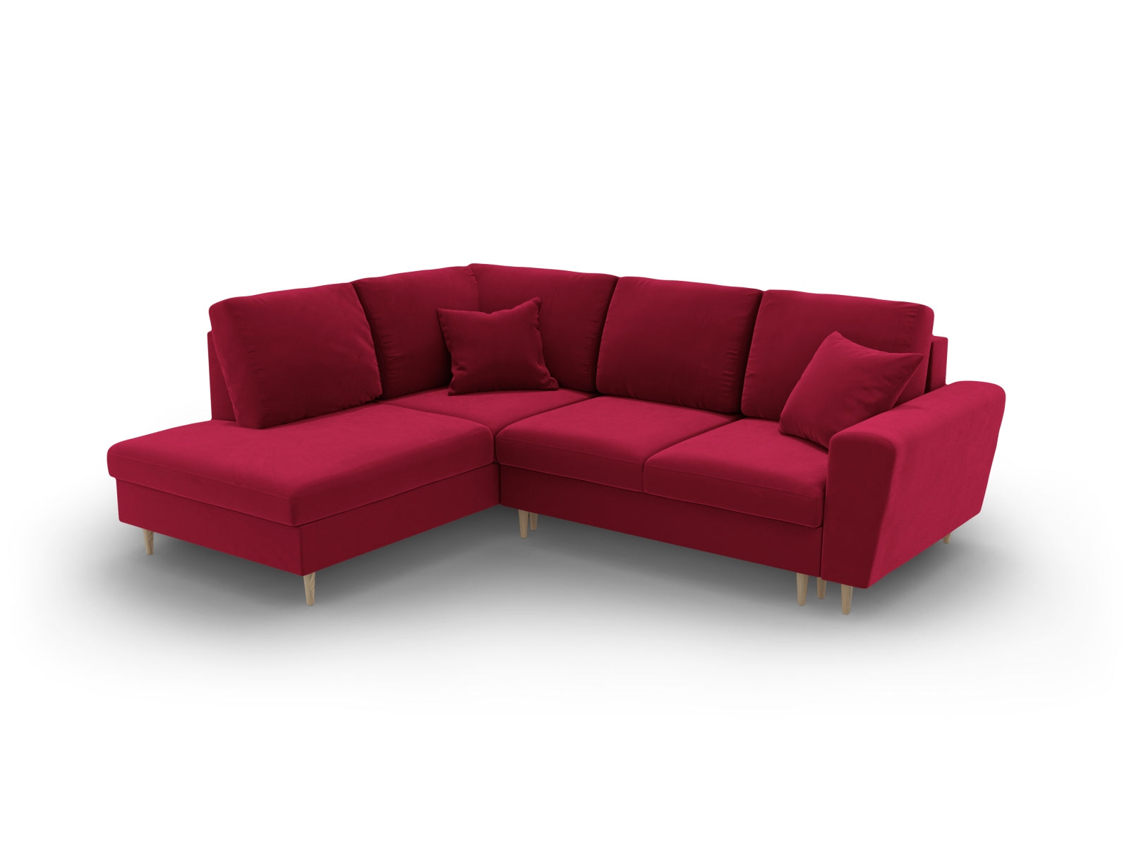 Erleben Sie das Kyoto Velour Ecksofa links: elegantes 5-Sitzer Sofa mit Schlaffunktion und Stauraum, ideal für modernes Wohnen!