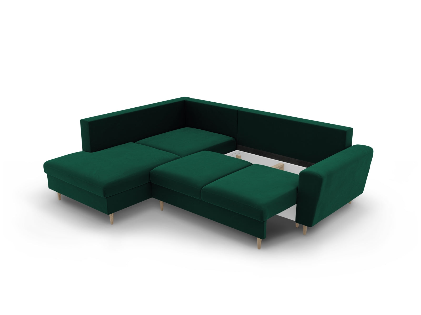 Entdecken Sie das Kyoto Velour Ecksofa links: stilvolles 5-Sitzer Sofa mit praktischer Schlaffunktion und Stauraumbox für Ihr Zuhause!