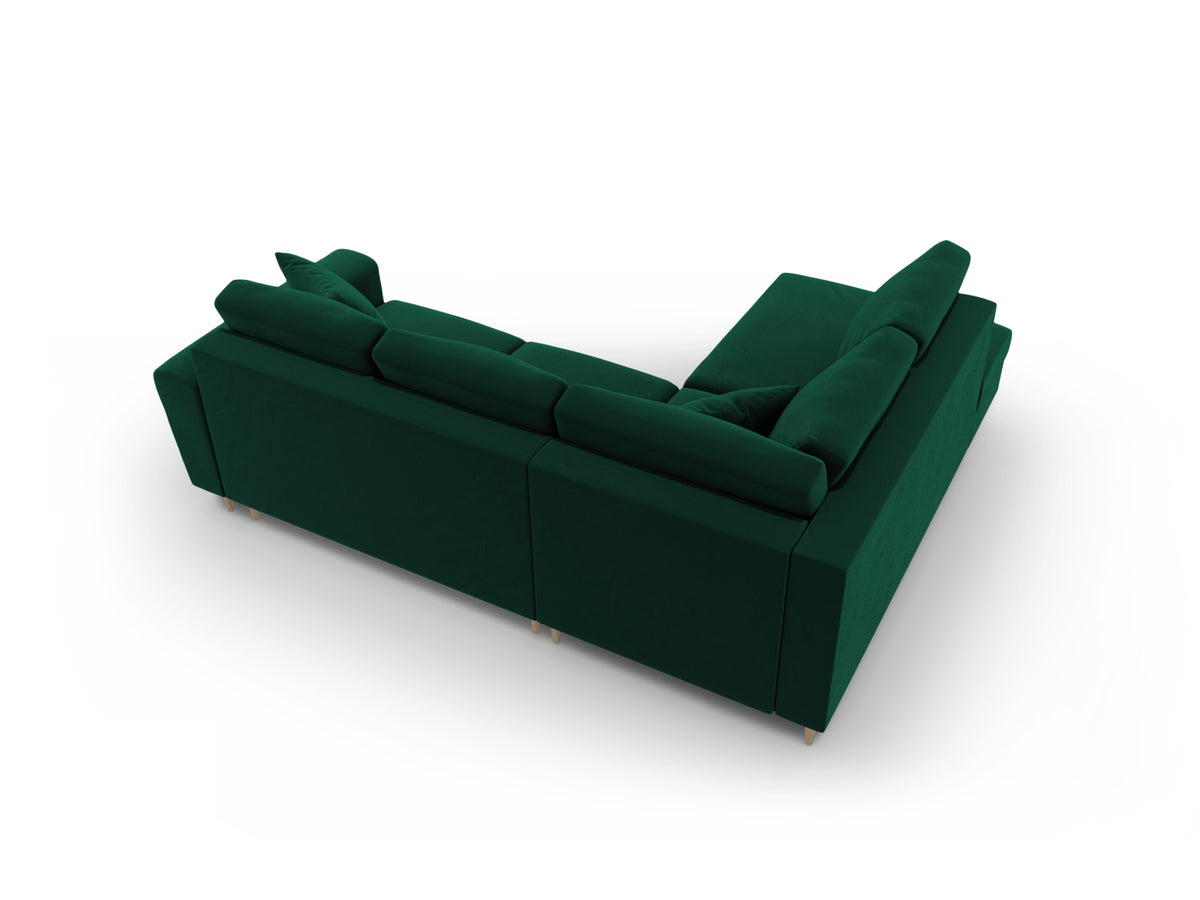 Kyoto Ecksofa links mit Schlaffunktion und Stauraumbox 5 Sitzer 194cm in Bottle Green/Birke-Riviera präsentiert im Onlineshop von KAQTU Design AG. Bettsofa links ist von Cosmopolitan Design