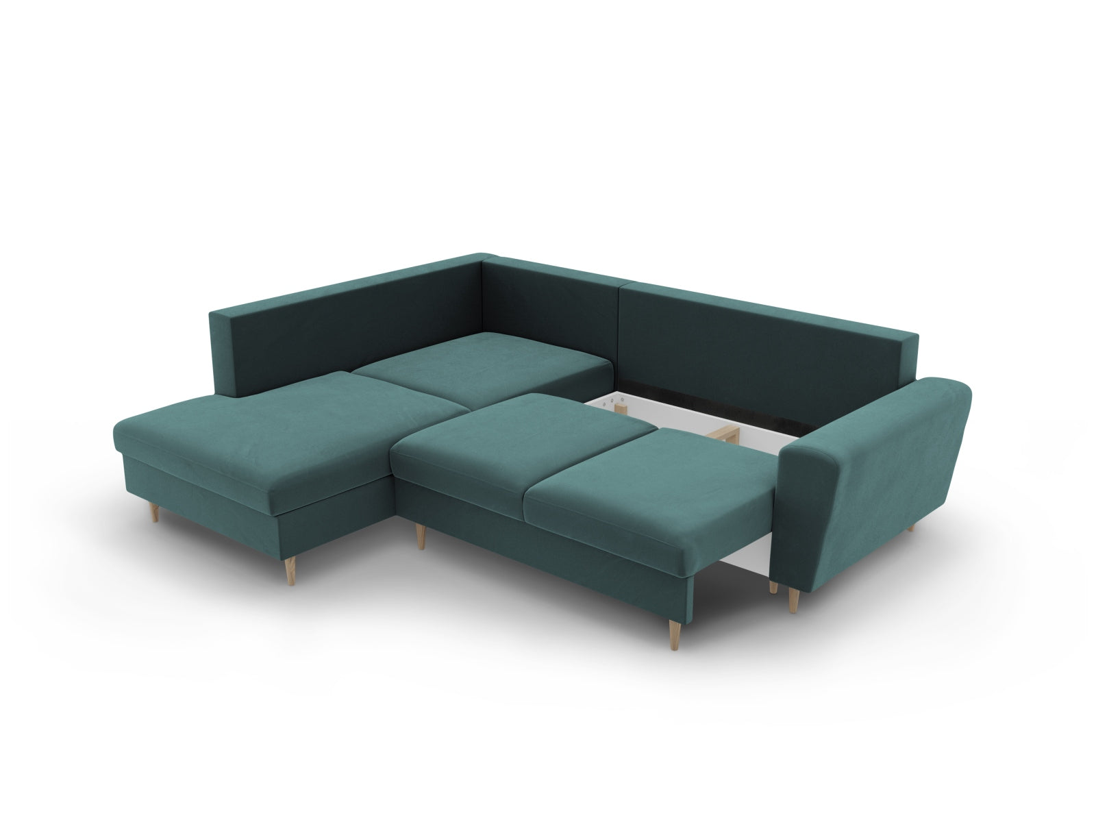 Entdecken Sie das Kyoto Velour Ecksofa links: stilvolles 5-Sitzer Sofa mit praktischer Schlaffunktion und Stauraumbox für Ihr Zuhause!