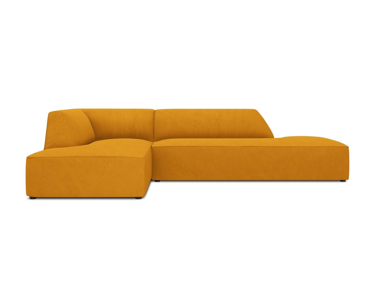 Modulares Ecksofa Siena links, 4-Sitzer, Light Beige-Scala Stoff, Massivholzrahmen, schwarze Kunststoffbeine, Sitzhöhe 40 cm.