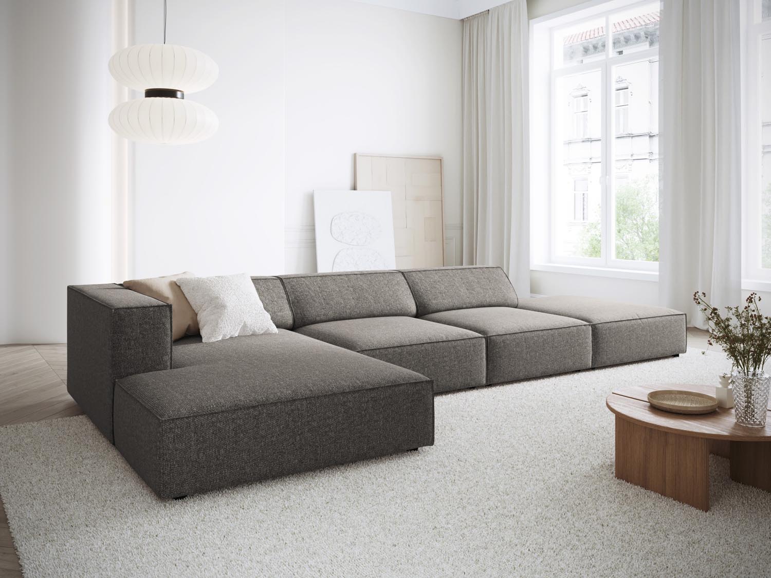 Erleben Sie das stilvolle Arendal Ecksofa links 5 Sitzer von Cosmopolitan Design – perfekt für moderne Wohnkonzepte und ultimativen Sitzkomfort.