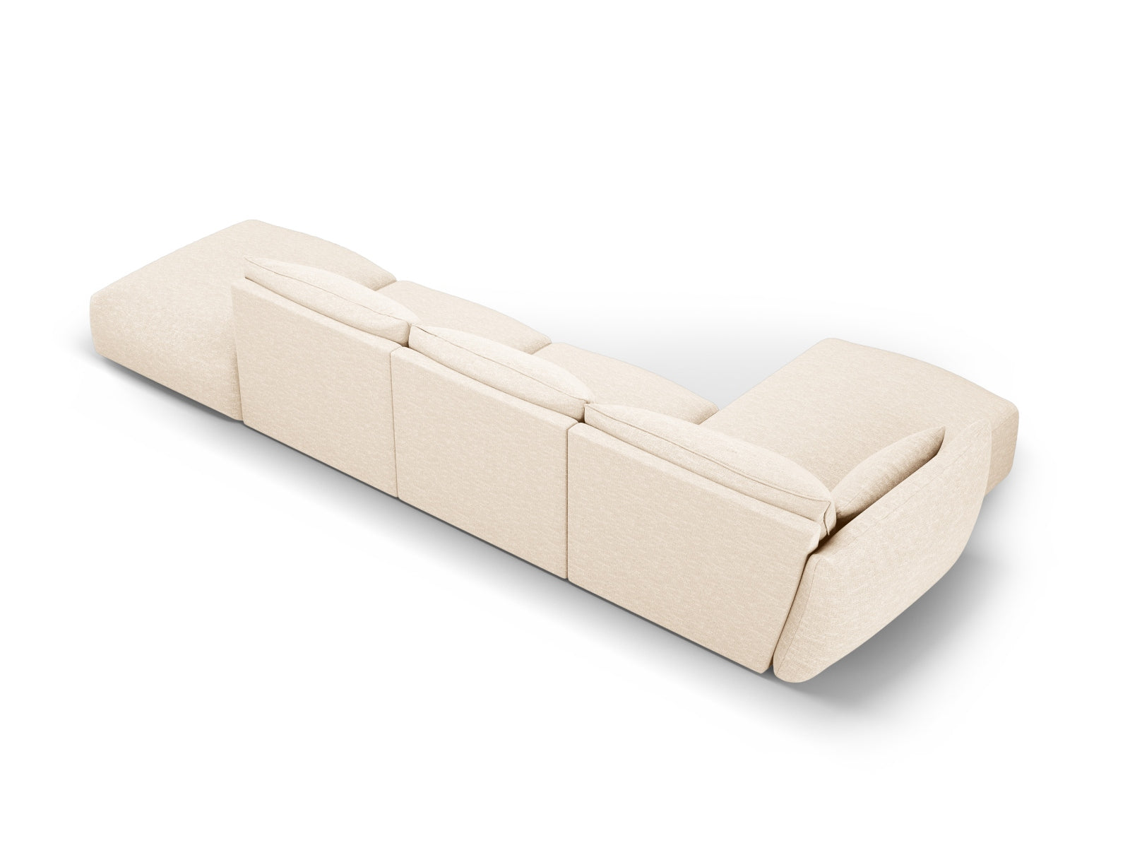 Elegantes 5-Sitzer Ecksofa links Matera in sanftem Beige, ideal für einladende und geschmackvolle Wohnräume von Cosmopolitan Design.
