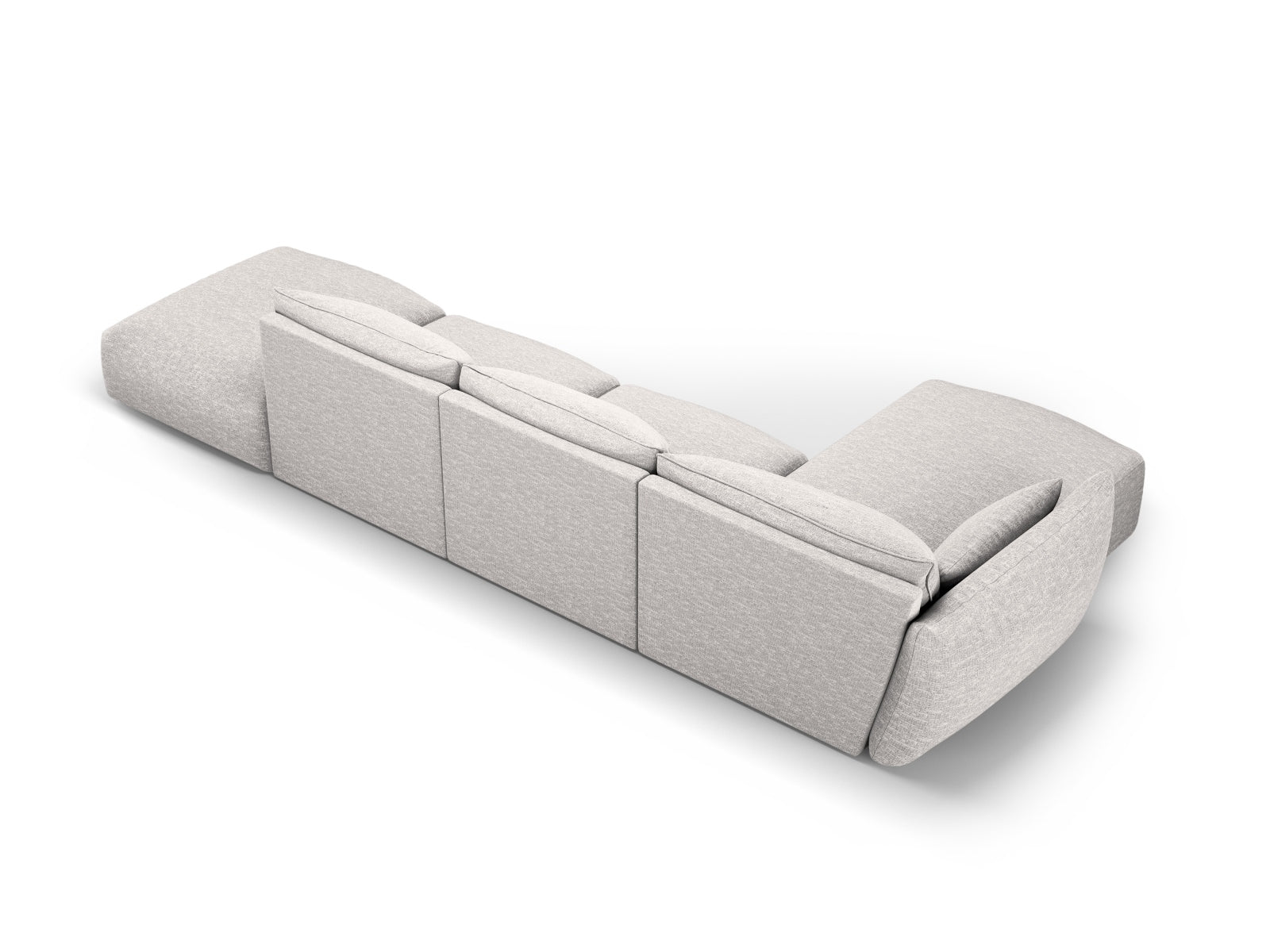 Modernes 5-Sitzer Ecksofa links Matera in zeitlosem Grau, ideal für gemütliche Stunden und stilvolle Einrichtung von Cosmopolitan Design.