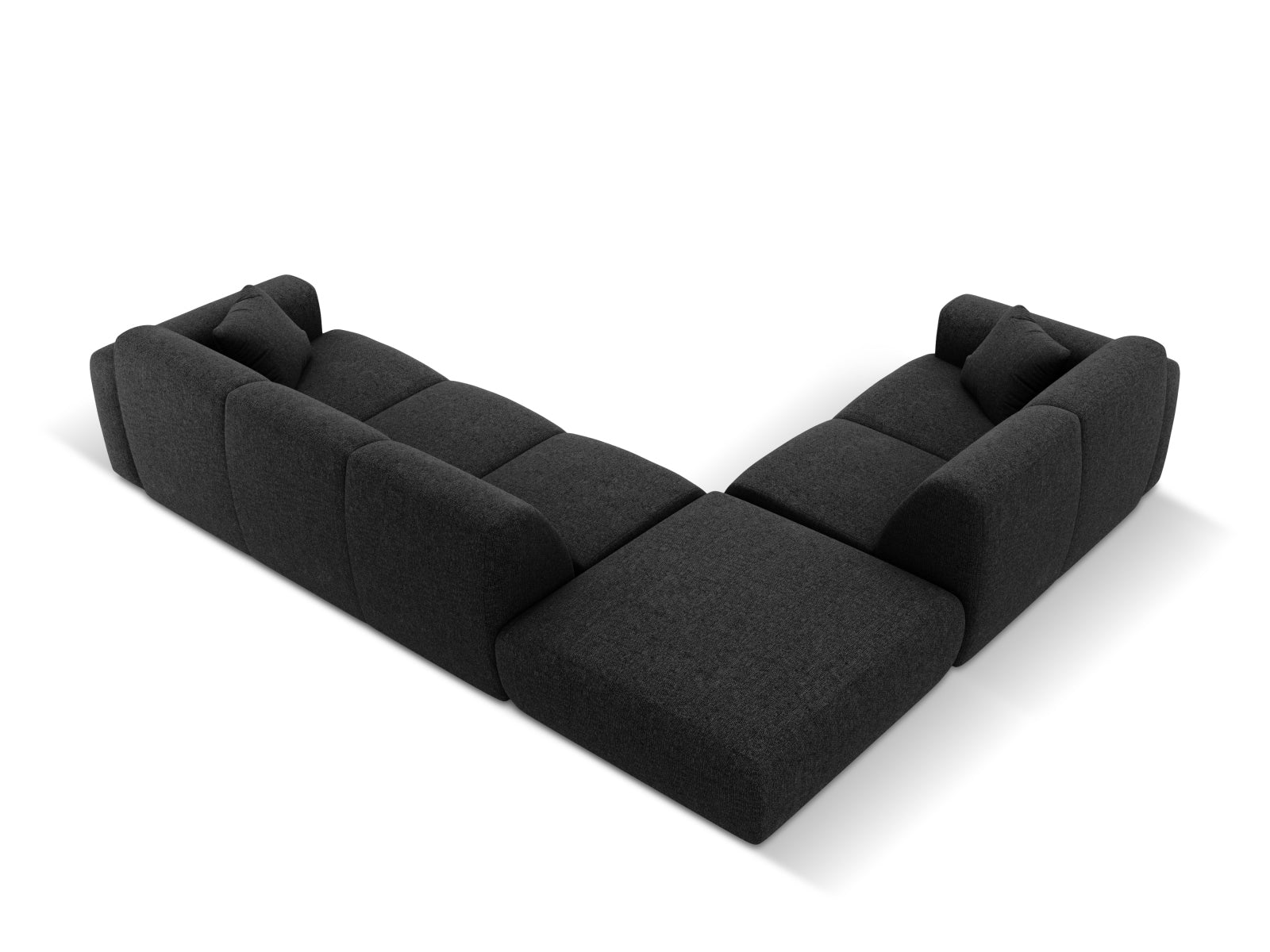 Elegantes Nolio Ecksofa links in stilvollem Schwarz, großzügiger 4-Sitzer mit 250 cm, ideal für moderne Wohnräume von Cosmopolitan Design.