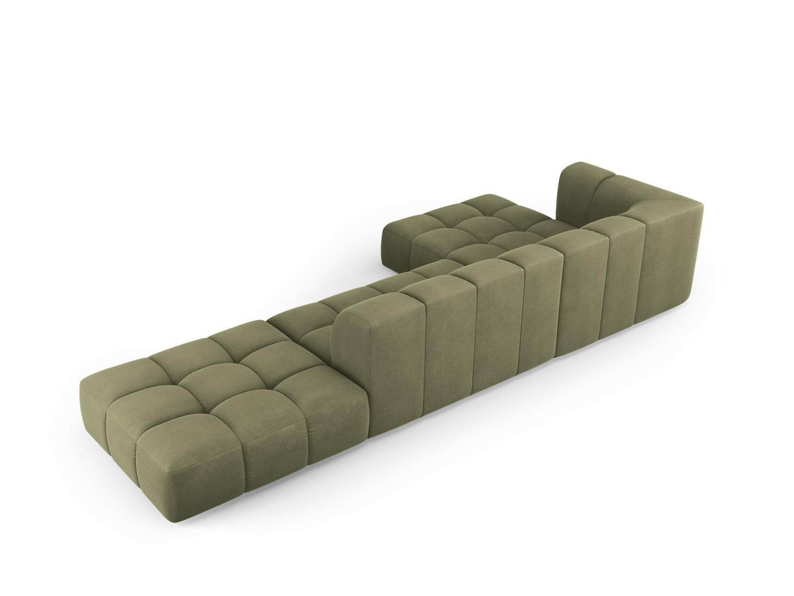 Elegantes 5-Sitzer Ecksofa Moritz in zartem Lichtgrün, perfekt für moderne Wohnzimmer, erhältlich bei Cosmopolitan Design.
