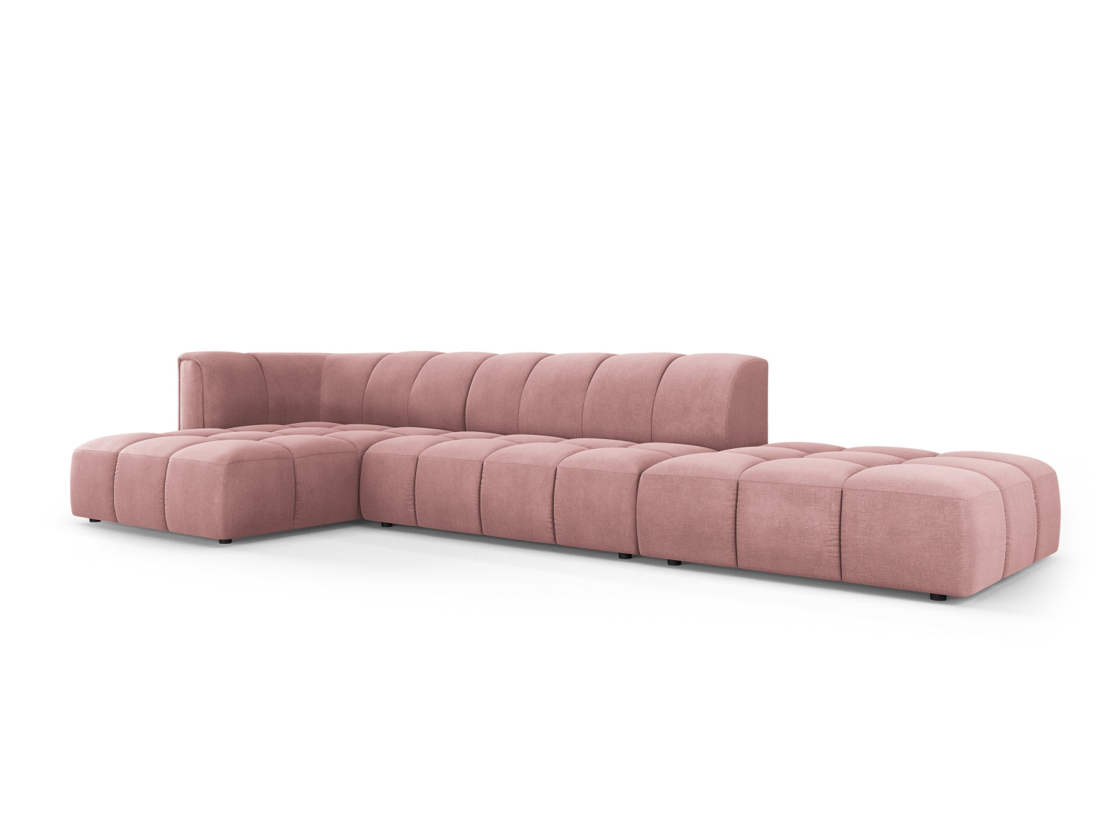 Modulares 5-Sitzer Ecksofa Moritz in stilvollem Pink-Rebel, ideal für moderne Wohnräume, präsentiert von Cosmopolitan Design.