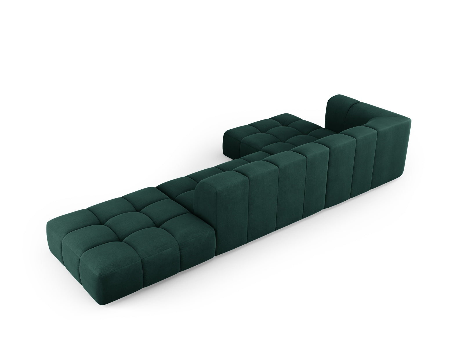 Elegantes 5-Sitzer Ecksofa Moritz in tiefem Flaschengrün, perfekt für moderne Wohnzimmer, erhältlich bei Cosmopolitan Design.