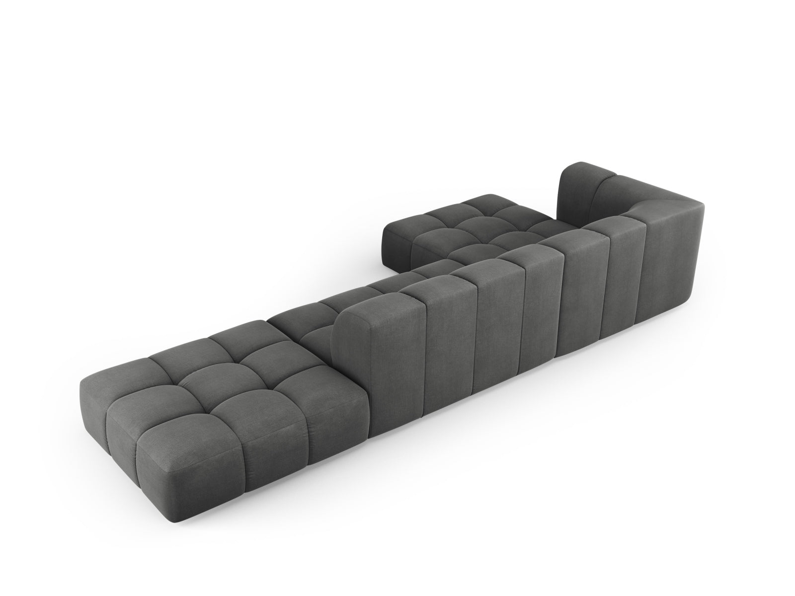 Elegantes 5-Sitzer Ecksofa Moritz in modernem Dunkelgrau, linksseitig, perfekt für gemütliche Stunden und stilvolle Einrichtung.