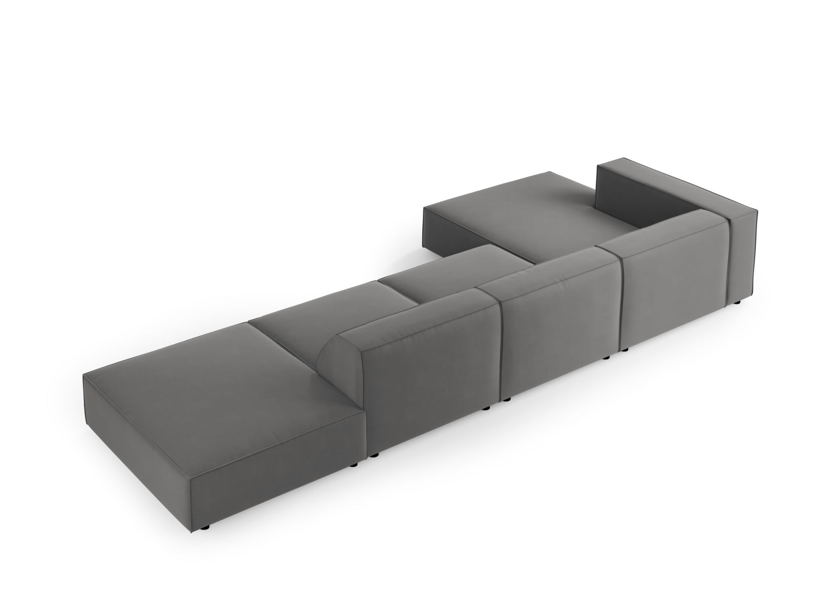 Erleben Sie das elegante Arendal Velour Ecksofa links 5 Sitzer von Cosmopolitan Design – perfekt für stilvolle Wohnzimmer und entspannte Stunden.