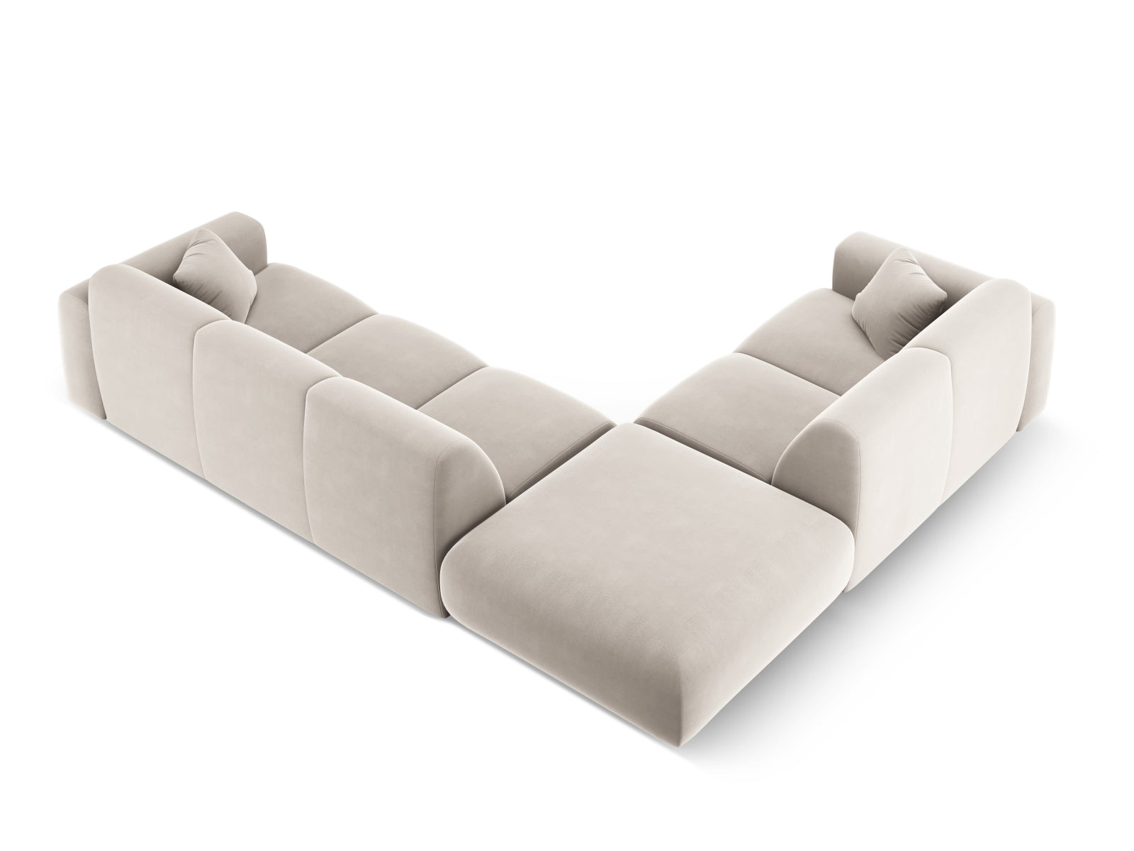 Entdecken Sie das elegante Nolio Velour Ecksofa links (250cm) von Cosmopolitan Design – ein komfortables 4-Sitzer Sofa, ideal für Ihr stilvolles Wohnzimmer.